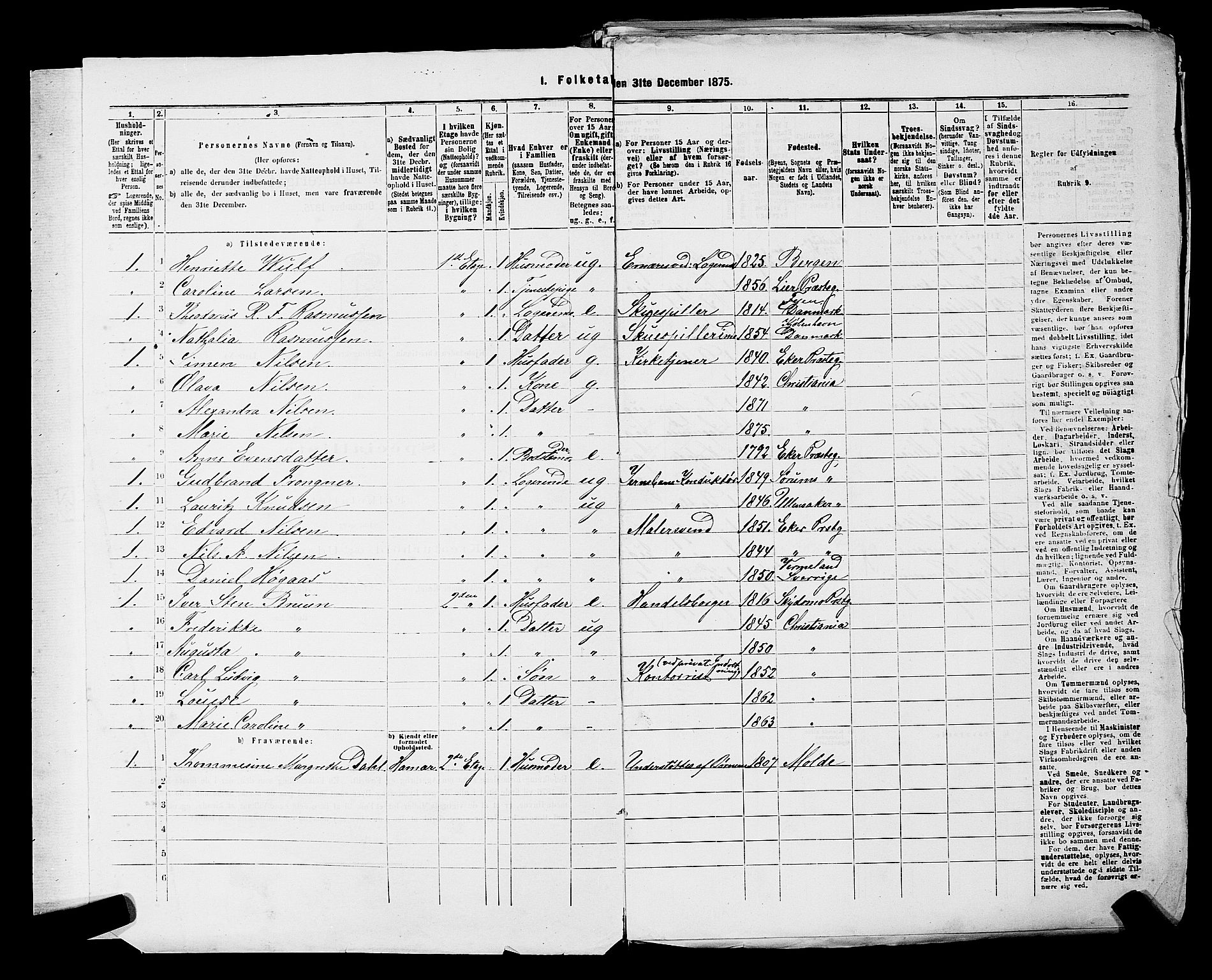 RA, 1875 census for 0301 Kristiania, 1875, p. 2284