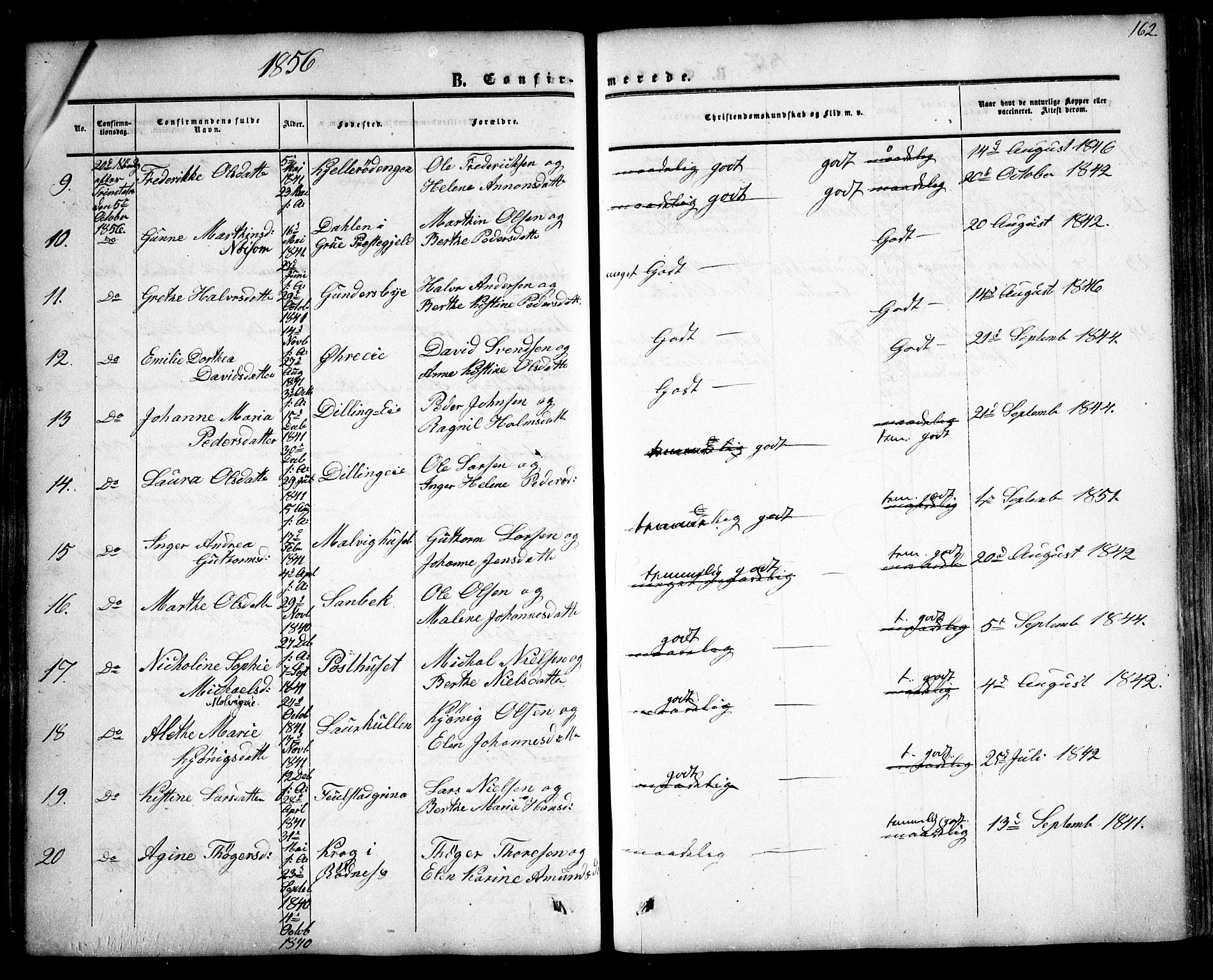 Rygge prestekontor Kirkebøker, AV/SAO-A-10084b/F/Fa/L0005: Parish register (official) no. 5, 1852-1871, p. 162