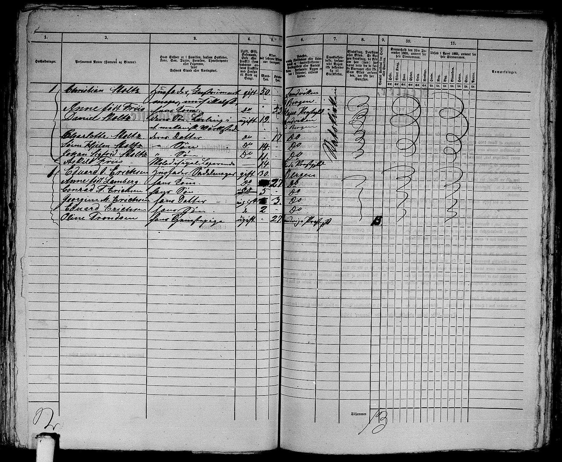 RA, 1865 census for Bergen, 1865, p. 3426