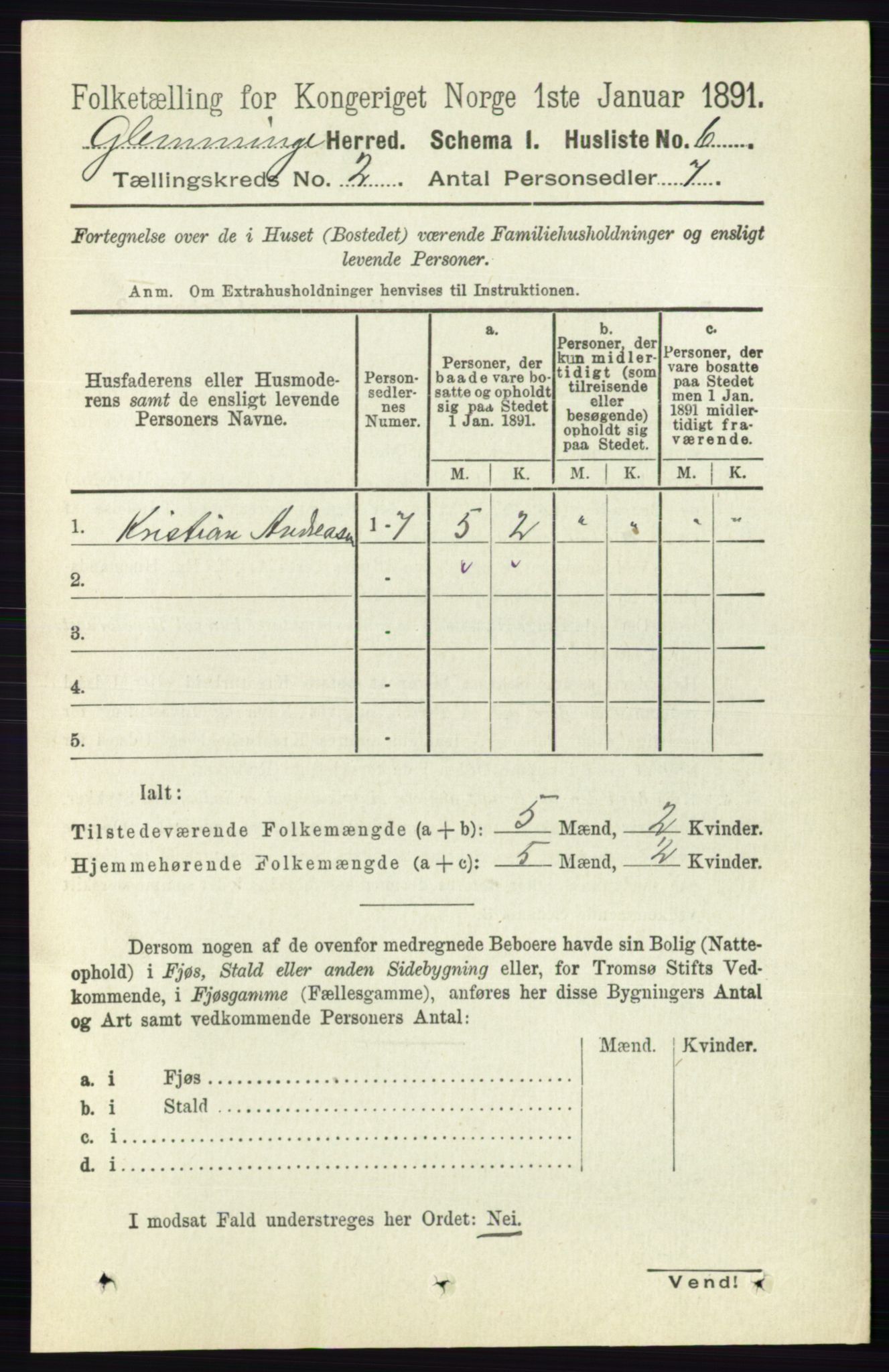 RA, 1891 census for 0132 Glemmen, 1891, p. 408