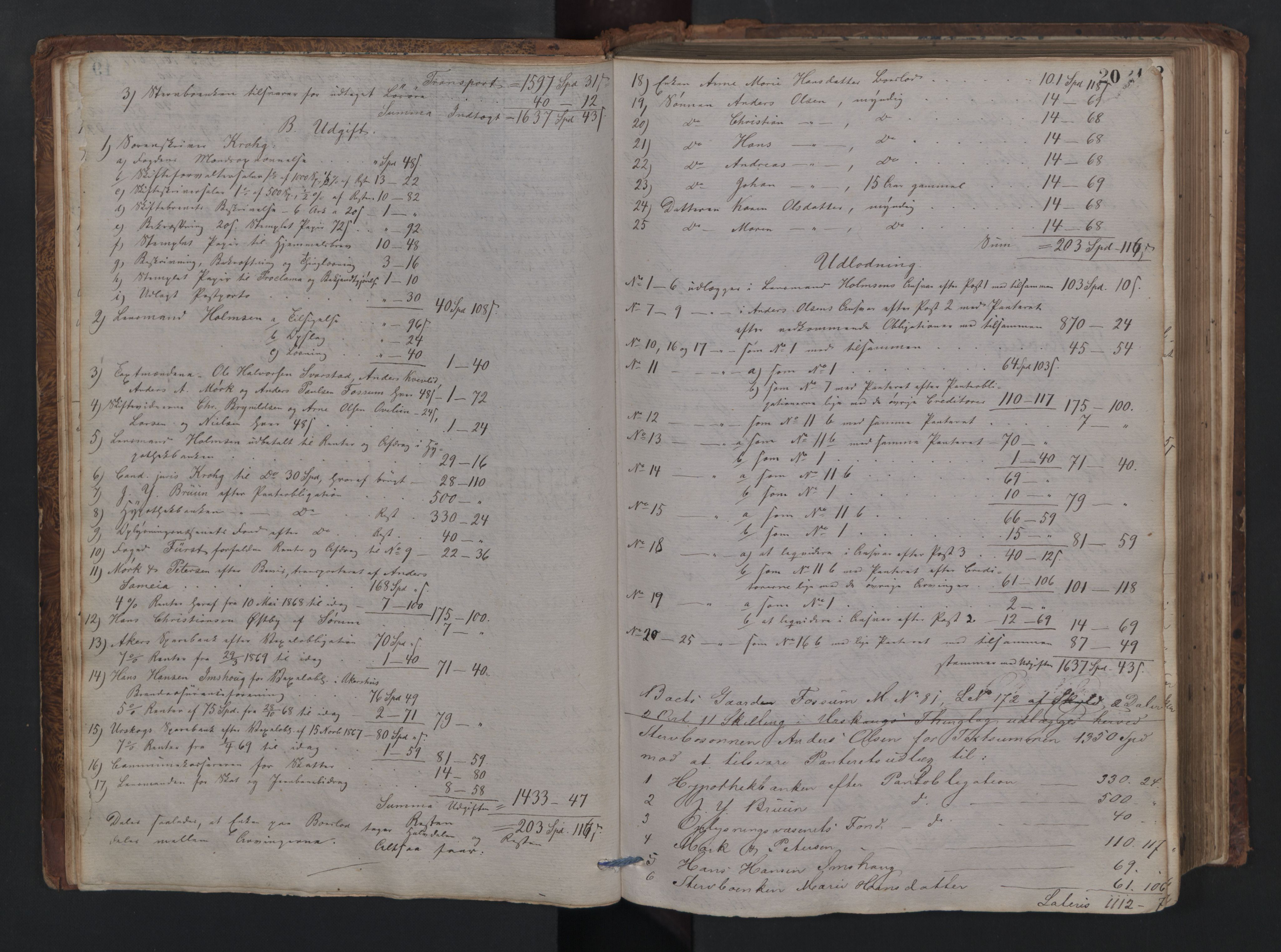 Nedre Romerike sorenskriveri, AV/SAO-A-10469/H/He/Hec/L0006: Skifteutlodningsprotokoll, 1869-1877, p. 19b-20a
