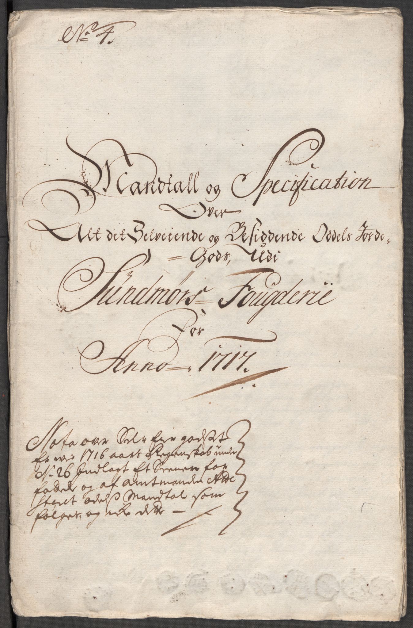 Rentekammeret inntil 1814, Reviderte regnskaper, Fogderegnskap, AV/RA-EA-4092/R54/L3569: Fogderegnskap Sunnmøre, 1717, p. 204