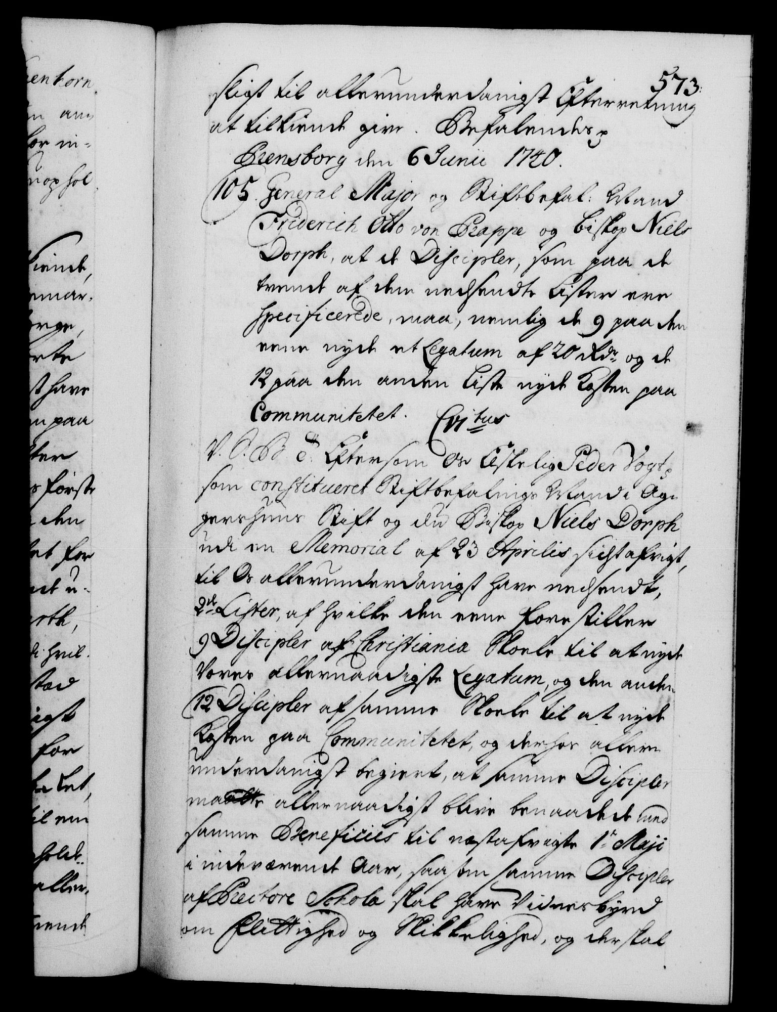 Danske Kanselli 1572-1799, AV/RA-EA-3023/F/Fc/Fca/Fcab/L0028: Norske tegnelser, 1738-1740, p. 573a