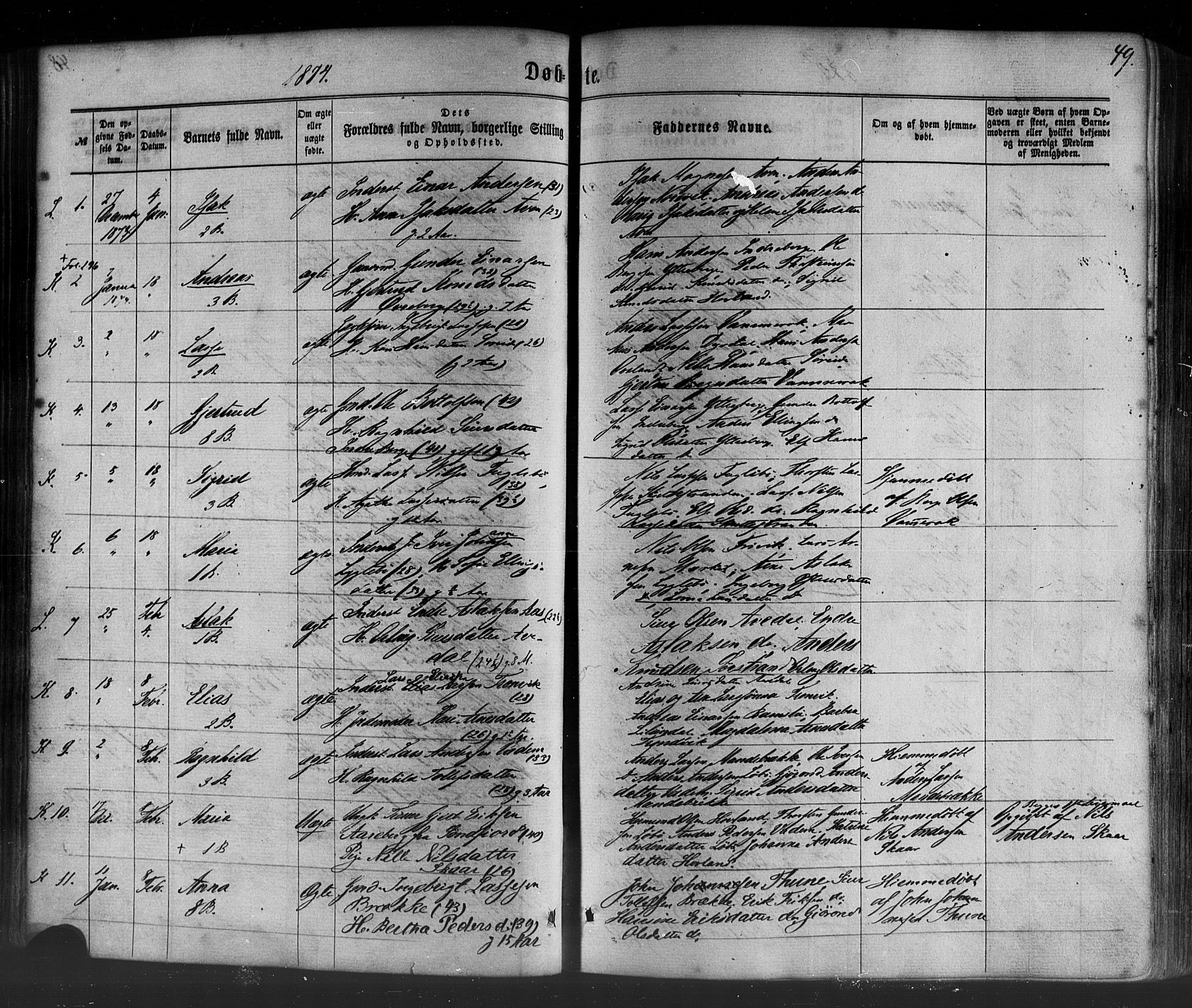 Lavik sokneprestembete, AV/SAB-A-80901: Parish register (official) no. A 4, 1864-1881, p. 49