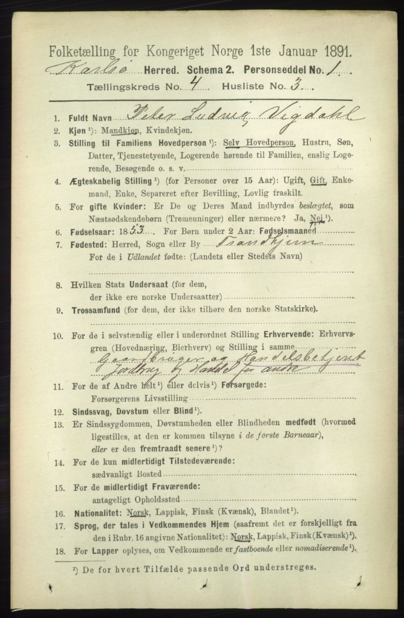 RA, 1891 census for 1936 Karlsøy, 1891, p. 851