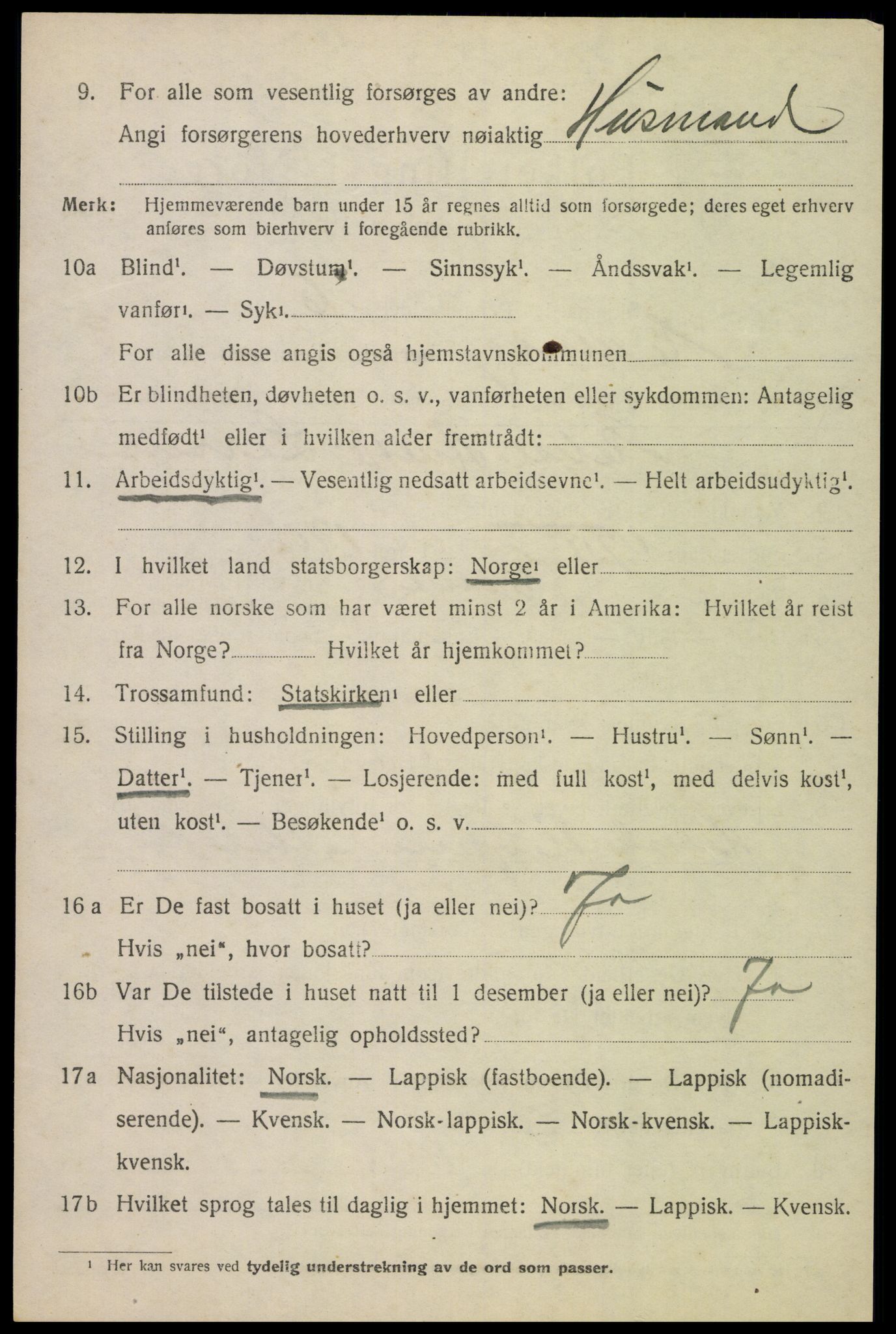 SAT, 1920 census for Evenes, 1920, p. 2995