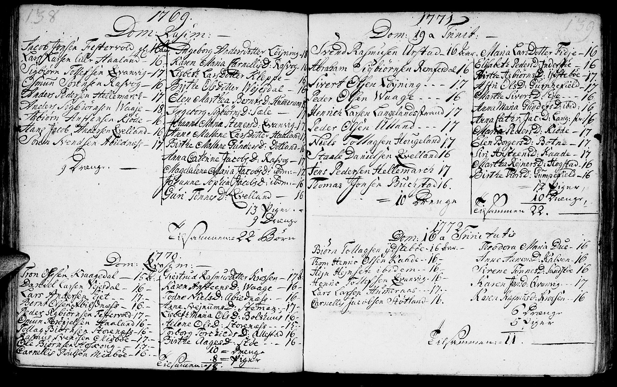 Flekkefjord sokneprestkontor, SAK/1111-0012/F/Fa/Fab/L0001: Parish register (official) no. A 1, 1750-1780, p. 138-139