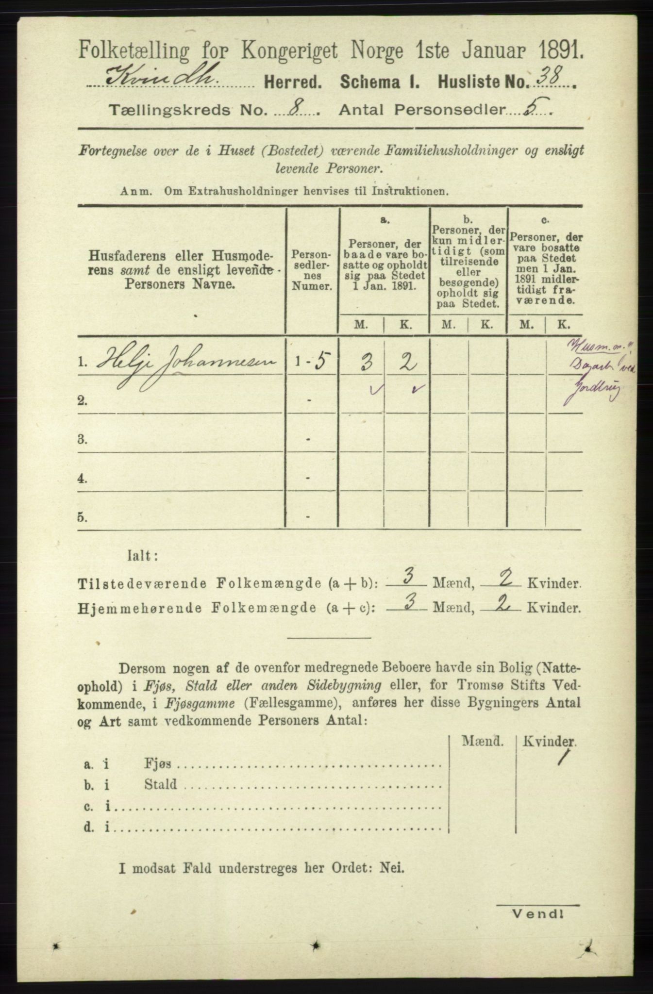 RA, 1891 census for 1224 Kvinnherad, 1891, p. 2959