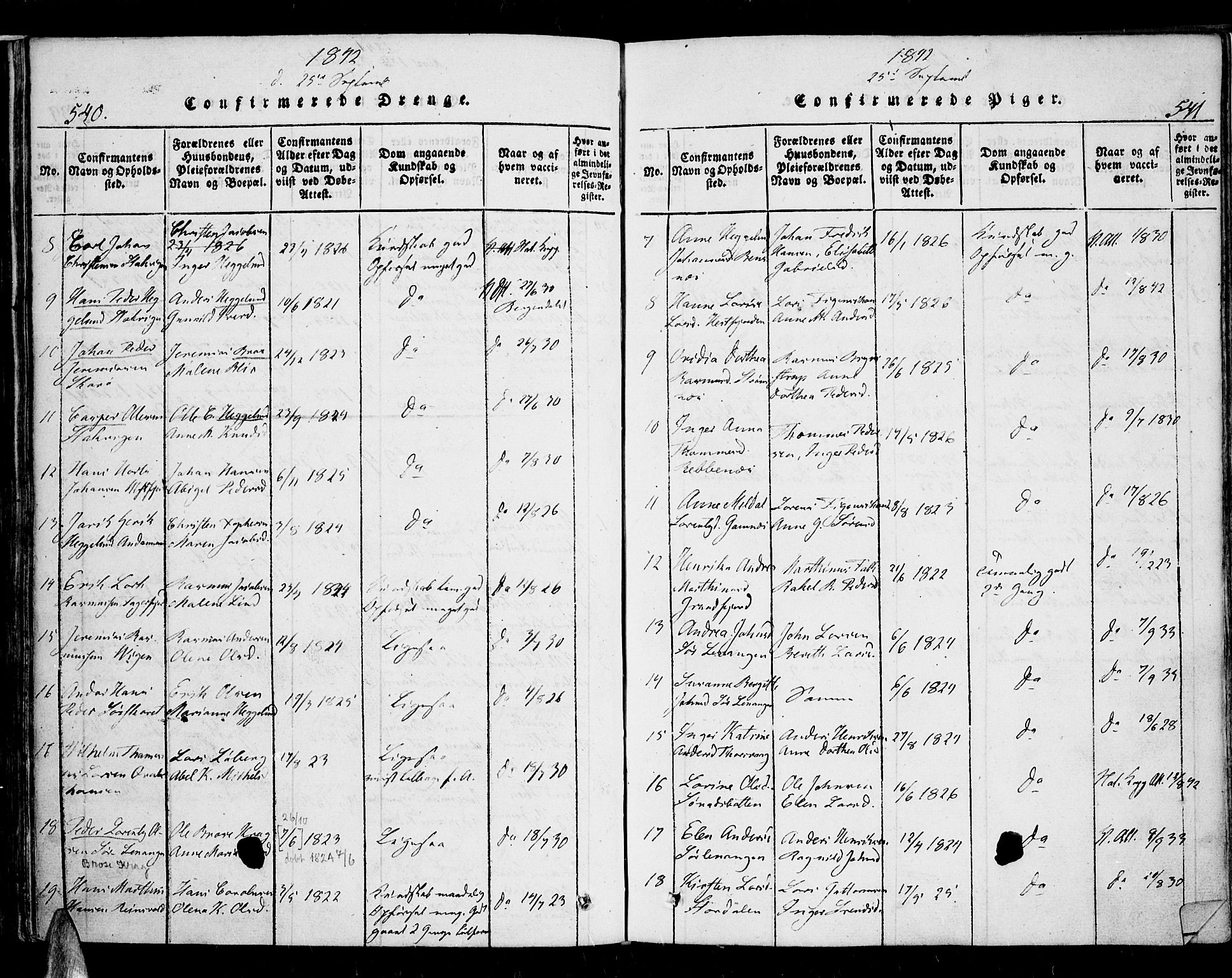 Karlsøy sokneprestembete, AV/SATØ-S-1299/H/Ha/Haa/L0002kirke: Parish register (official) no. 2, 1823-1842, p. 540-541