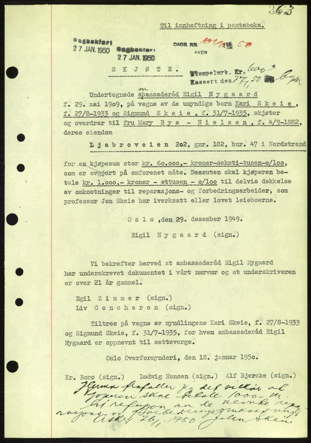 Oslo byskriverembete, AV/SAO-A-10227/G/Gb/Gbd/Gbda/L0017: Mortgage book no. A215, 1949-1950, Diary no: : 1040/1950