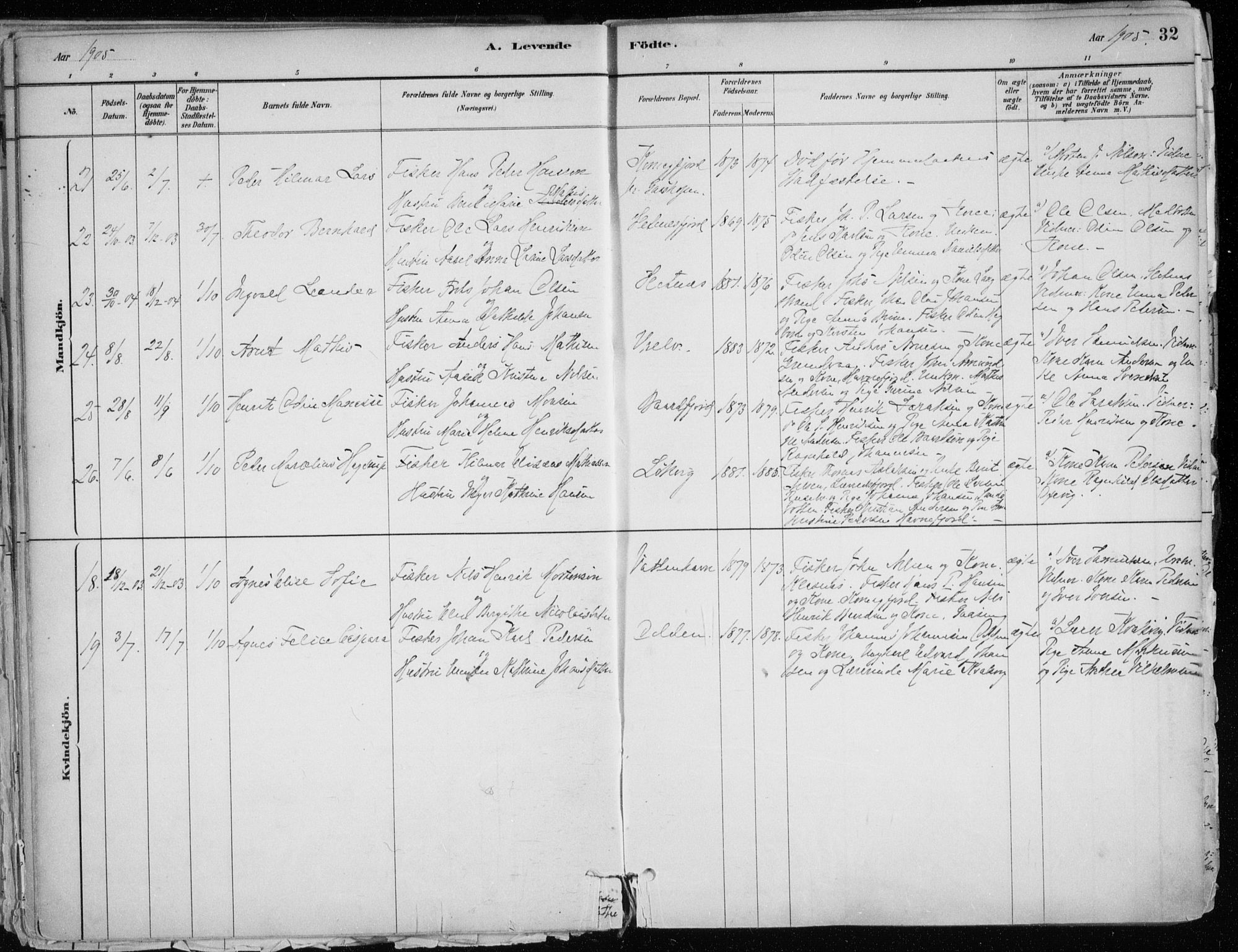 Hammerfest sokneprestkontor, SATØ/S-1347/H/Ha/L0013.kirke: Parish register (official) no. 13, 1898-1917, p. 32