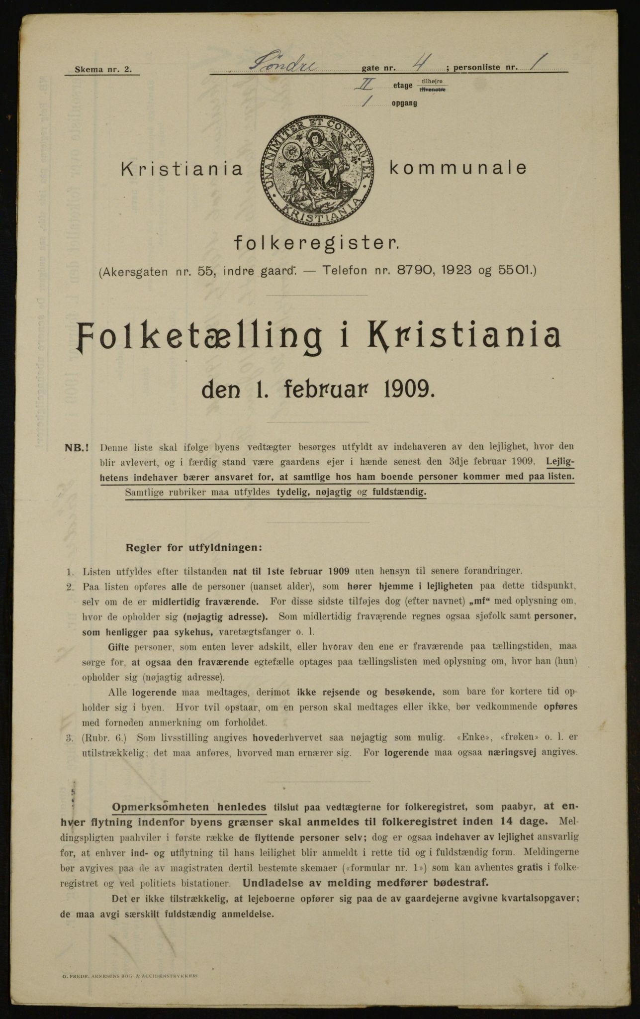 OBA, Municipal Census 1909 for Kristiania, 1909, p. 96344