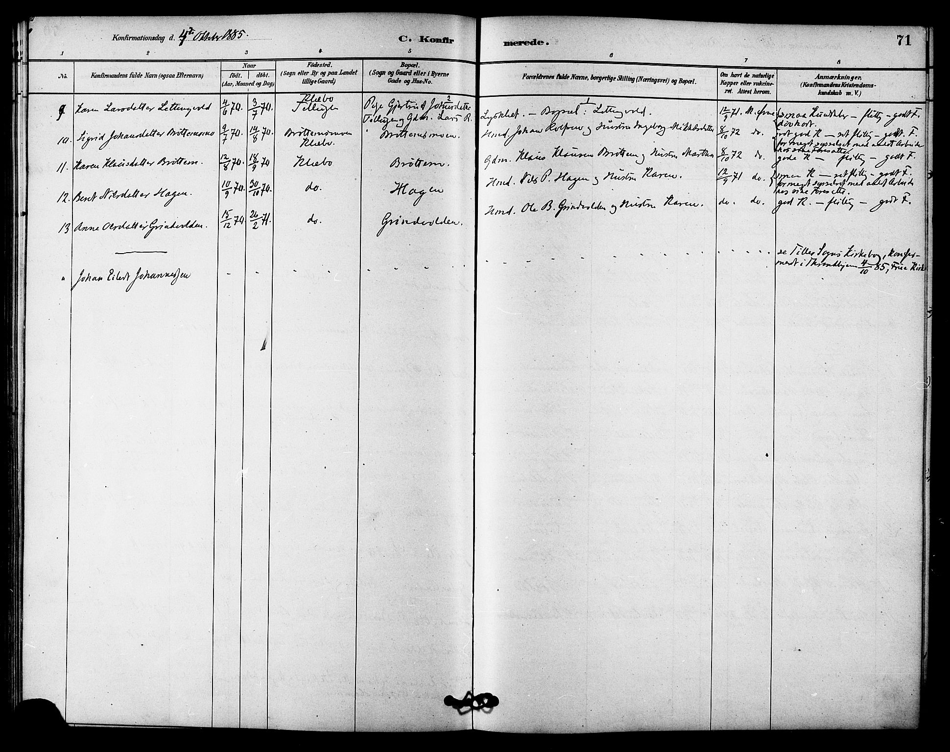 Ministerialprotokoller, klokkerbøker og fødselsregistre - Sør-Trøndelag, SAT/A-1456/618/L0444: Parish register (official) no. 618A07, 1880-1898, p. 71