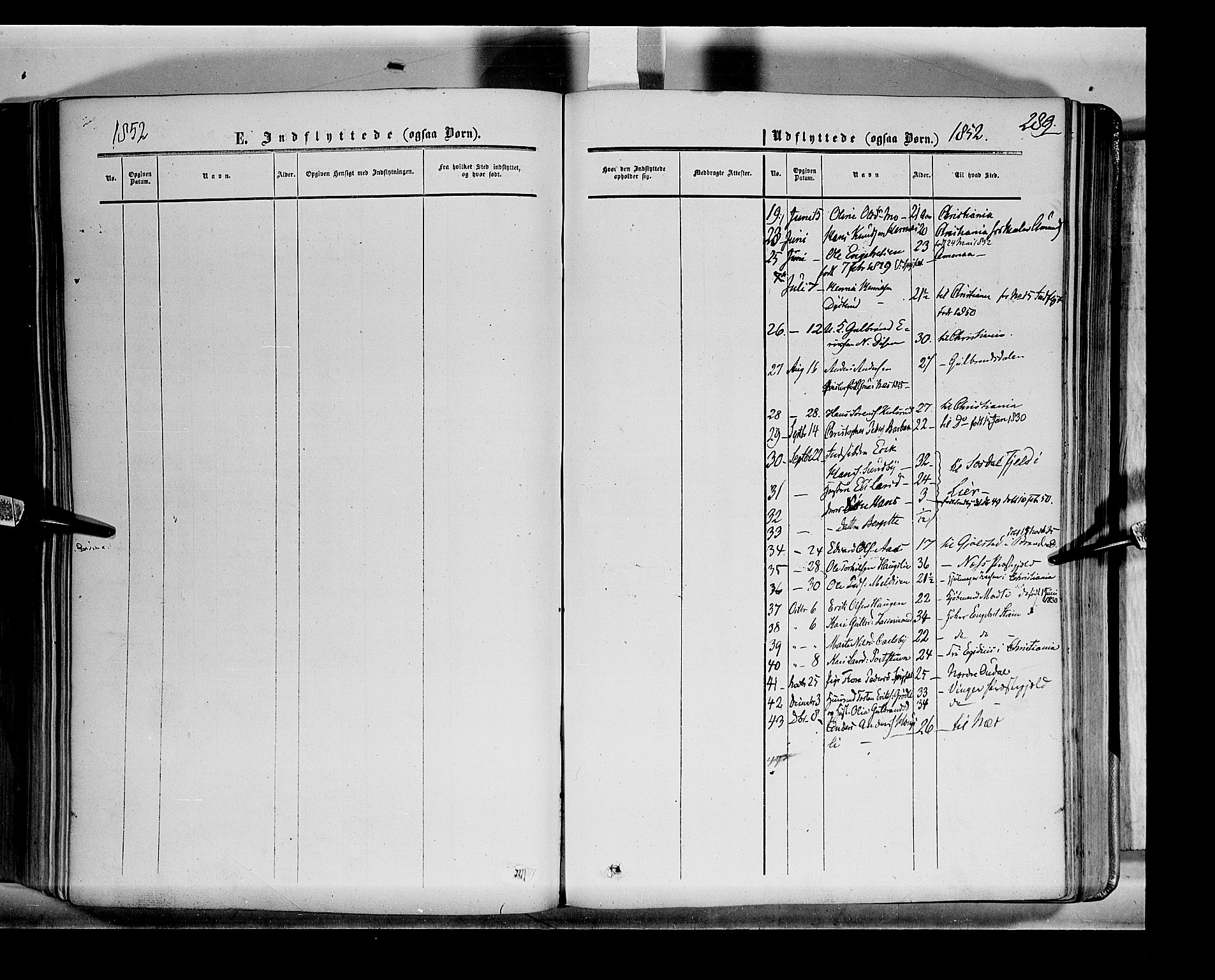 Sør-Odal prestekontor, AV/SAH-PREST-030/H/Ha/Haa/L0001: Parish register (official) no. 1, 1849-1859, p. 289