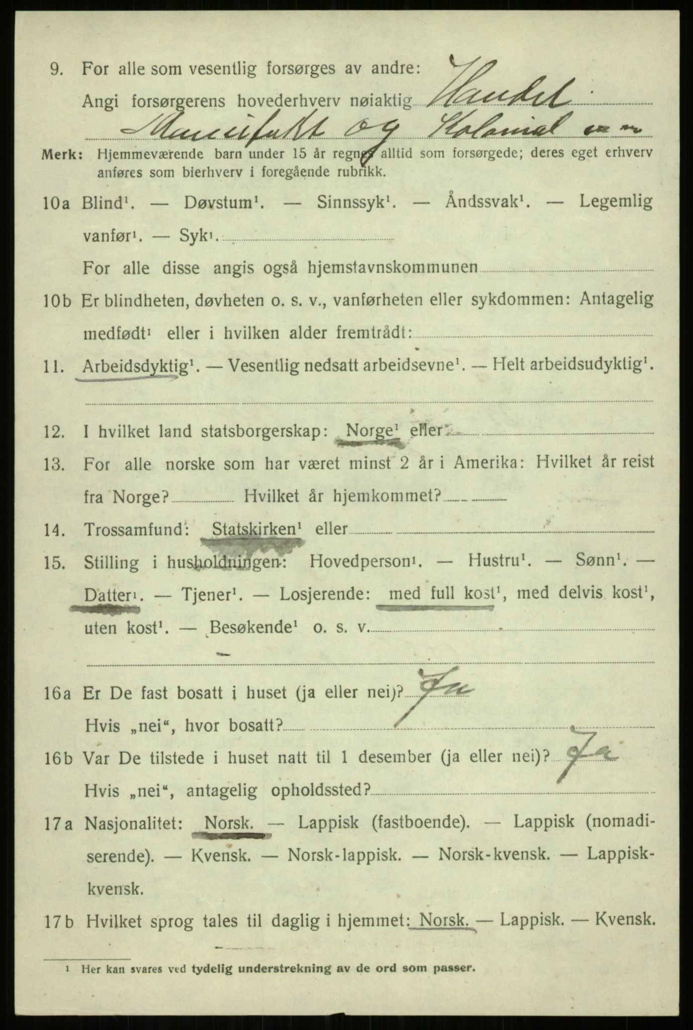 SATØ, 1920 census for Trondenes, 1920, p. 4152