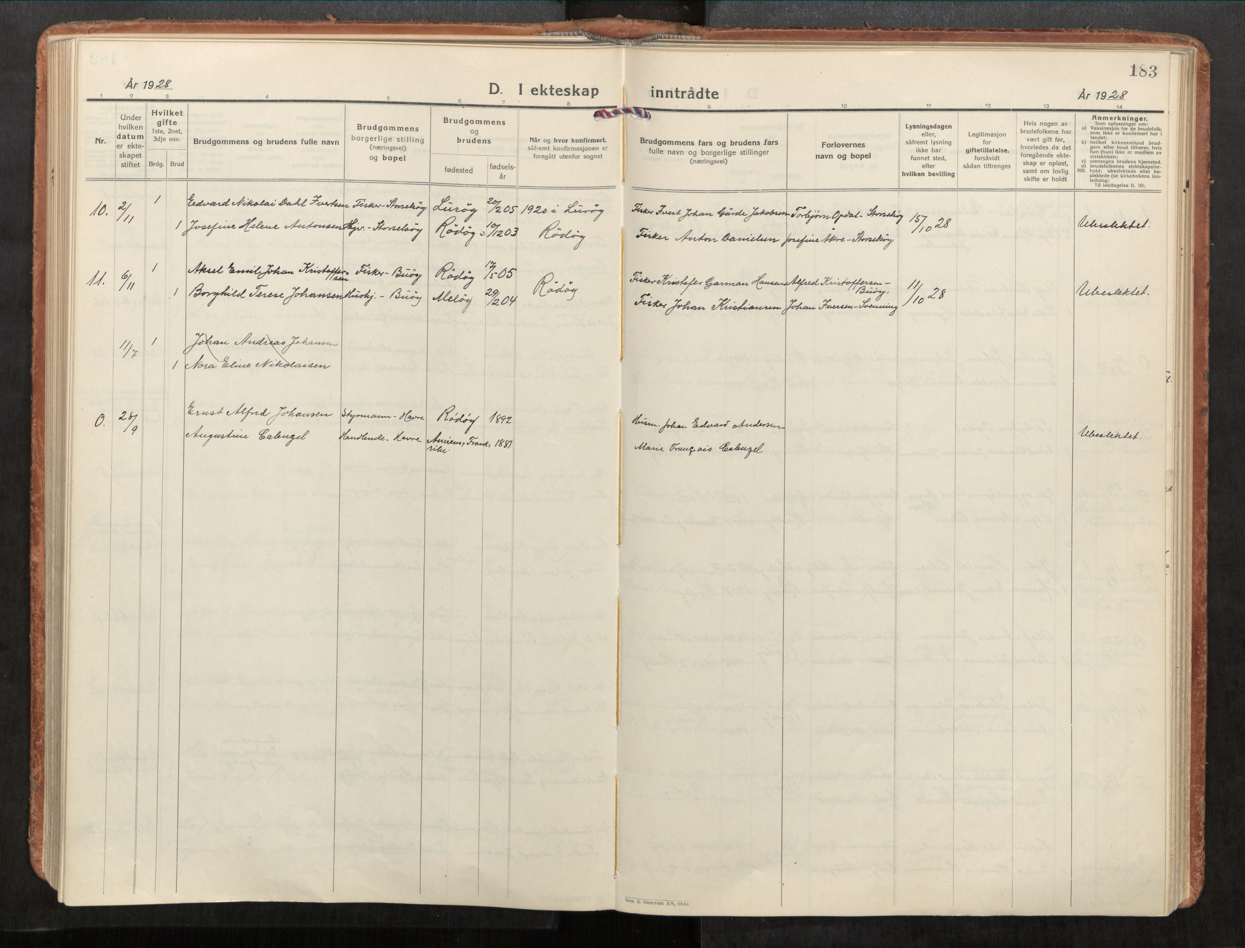 Rødøy sokneprestkontor, AV/SAT-A-4397/2/H/Ha/Haa/L0001: Parish register (official) no. 1, 1926-1941, p. 183