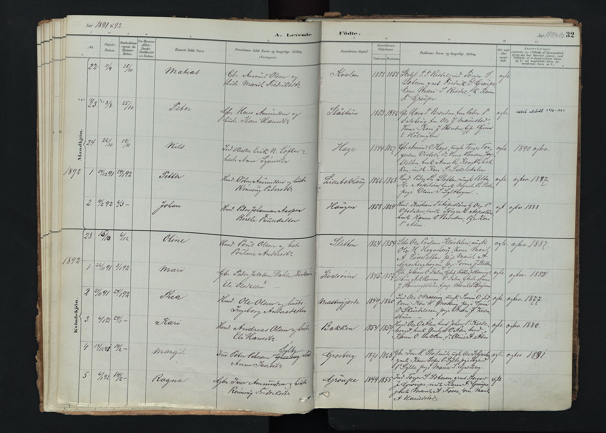 Nord-Fron prestekontor, SAH/PREST-080/H/Ha/Haa/L0005: Parish register (official) no. 5, 1884-1914, p. 32