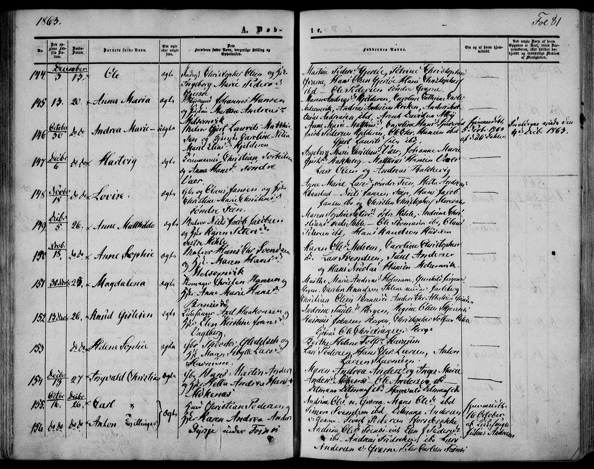 Stokke kirkebøker, SAKO/A-320/F/Fa/L0008: Parish register (official) no. I 8, 1858-1871, p. 81