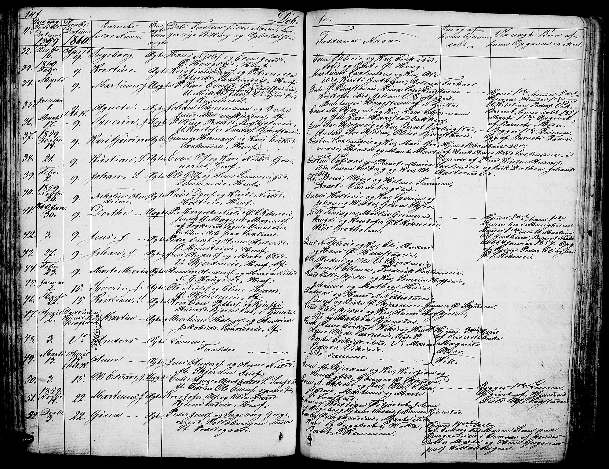 Stange prestekontor, AV/SAH-PREST-002/L/L0003: Parish register (copy) no. 3, 1840-1864, p. 141