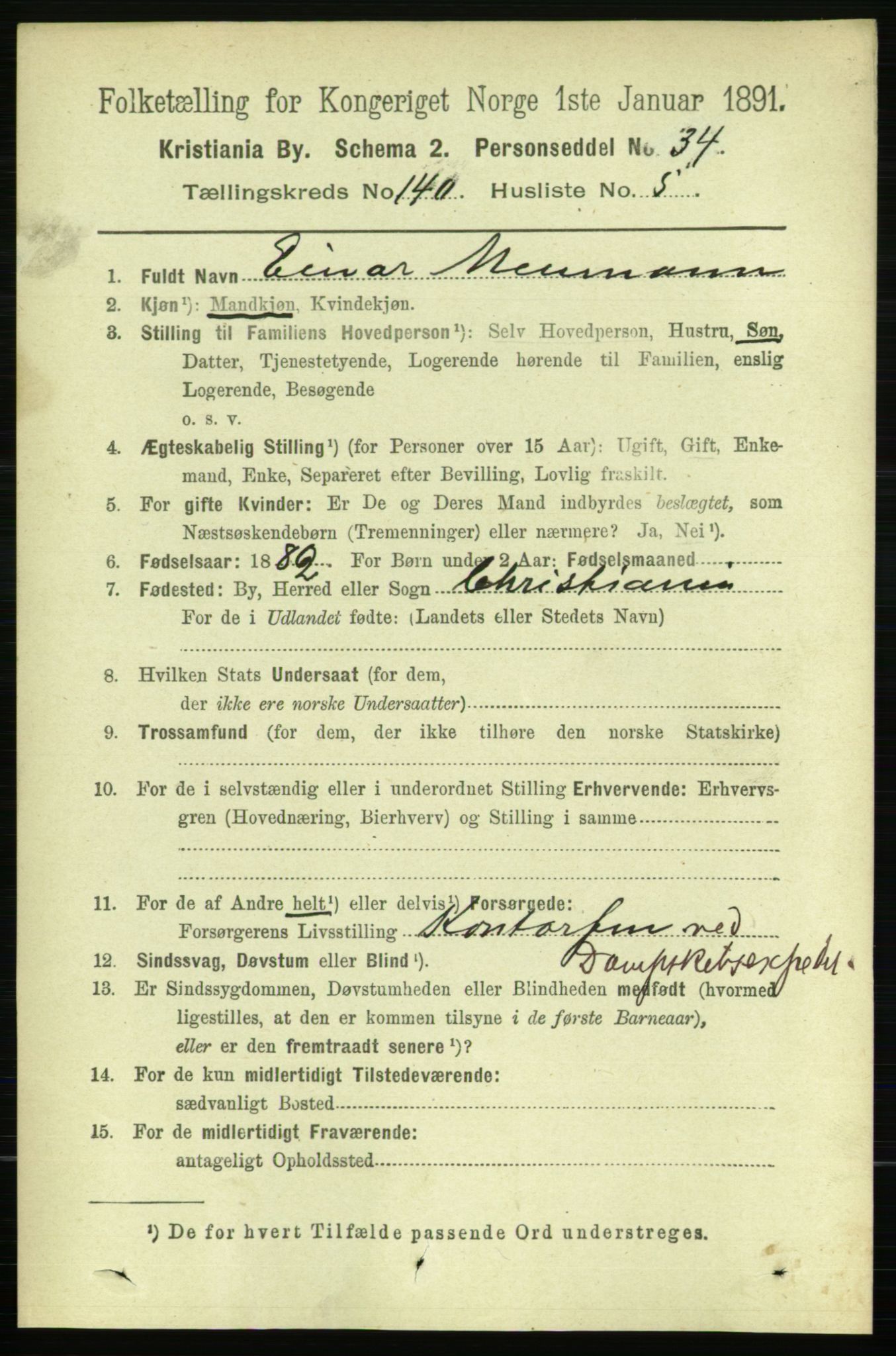 RA, 1891 census for 0301 Kristiania, 1891, p. 77704