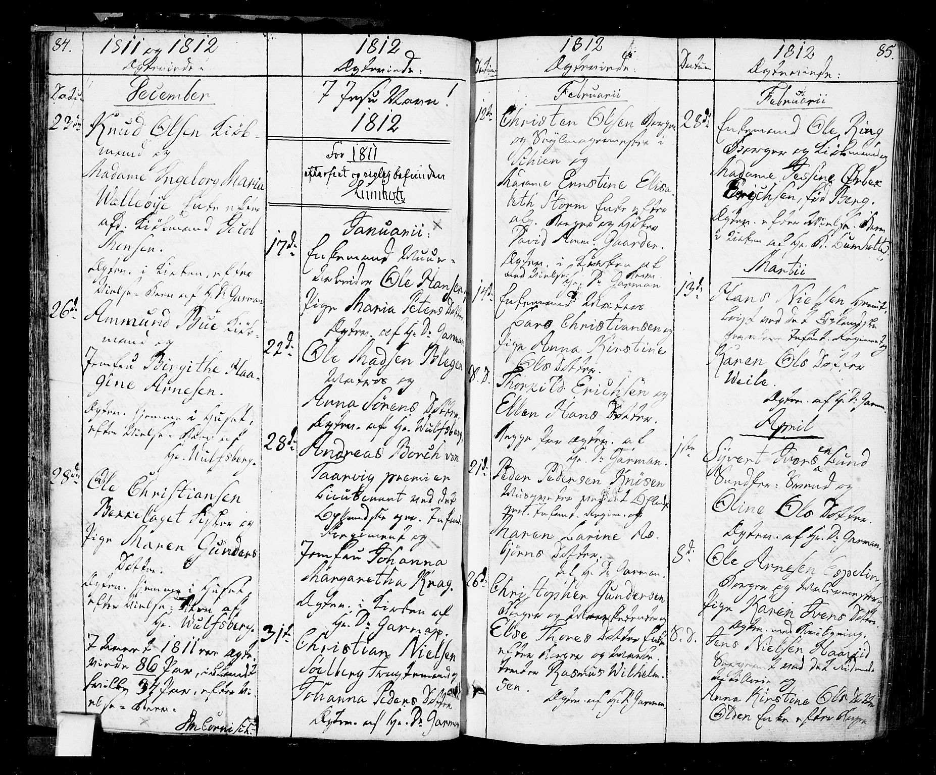 Oslo domkirke Kirkebøker, SAO/A-10752/F/Fa/L0006: Parish register (official) no. 6, 1807-1817, p. 84-85