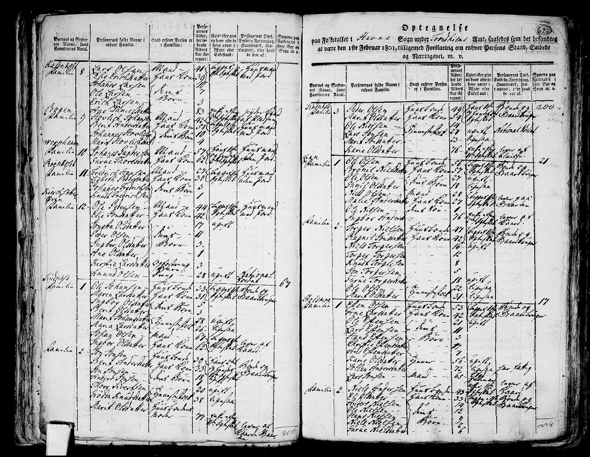 RA, 1801 census for 1612P Hemne, 1801, p. 625b-626a