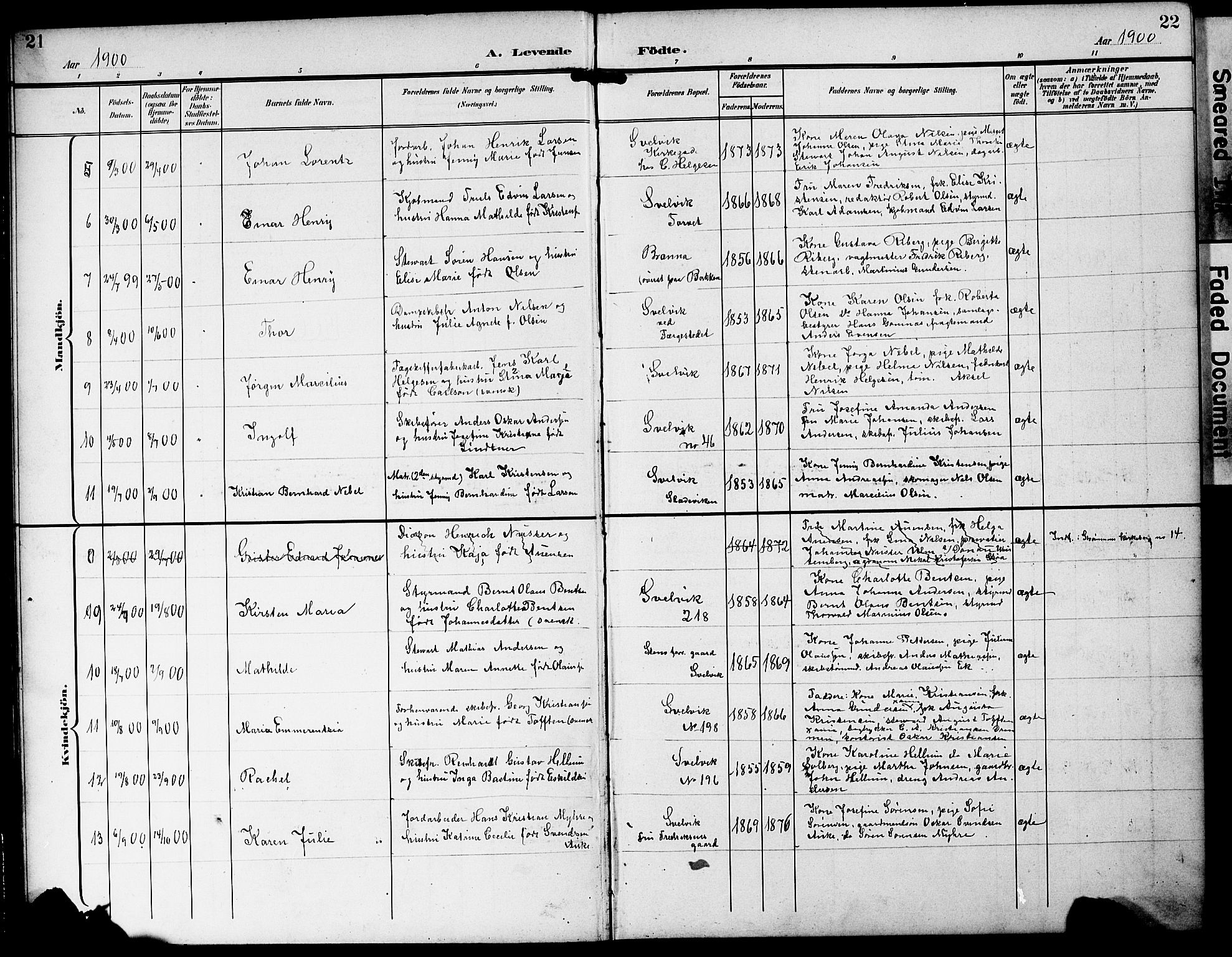 Strømm kirkebøker, AV/SAKO-A-322/G/Gb/L0002: Parish register (copy) no. II 2, 1897-1928, p. 21-22