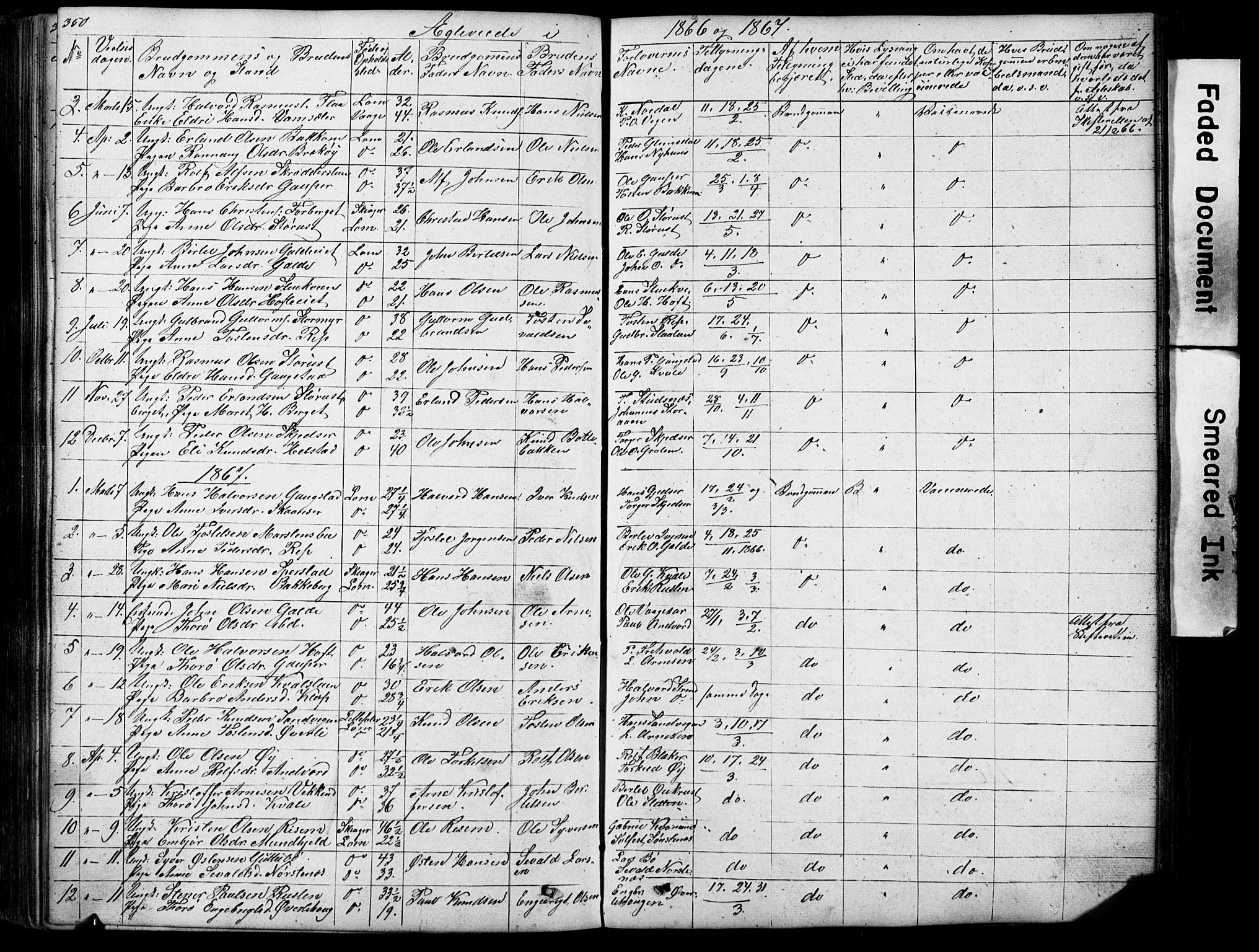 Lom prestekontor, SAH/PREST-070/L/L0012: Parish register (copy) no. 12, 1845-1873, p. 350-351