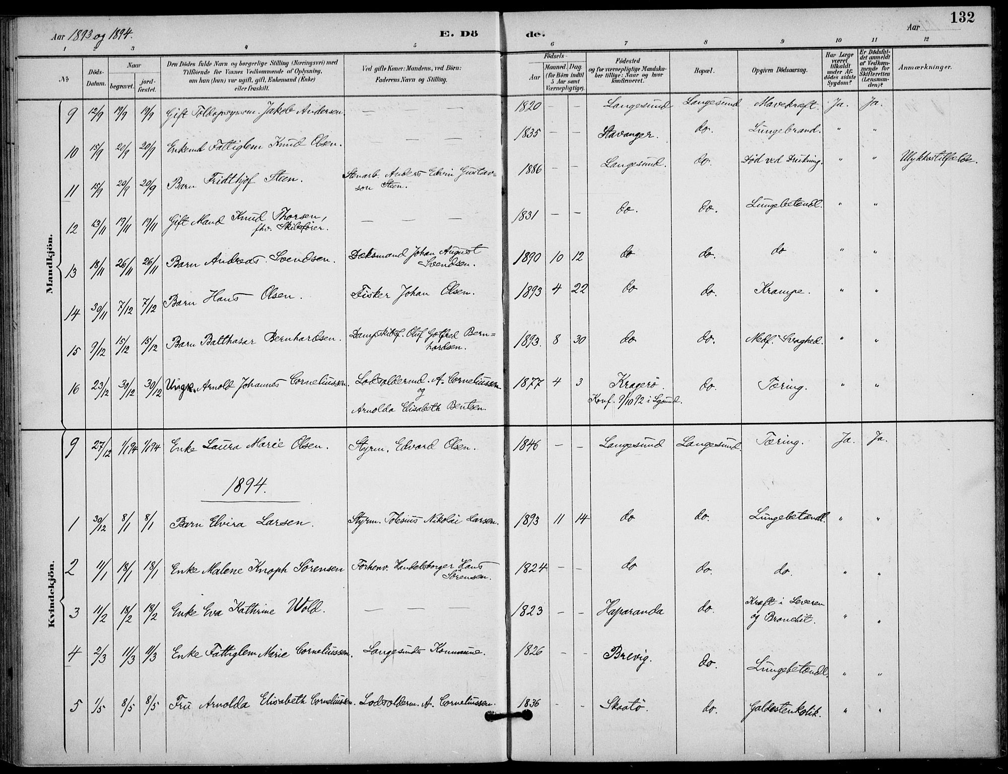 Langesund kirkebøker, SAKO/A-280/F/Fa/L0003: Parish register (official) no. 3, 1893-1907, p. 132