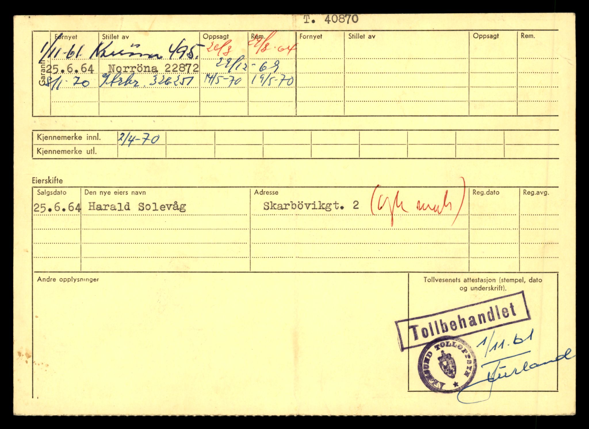 Møre og Romsdal vegkontor - Ålesund trafikkstasjon, SAT/A-4099/F/Fe/L0080: Registreringskort for kjøretøy T 40870 - T 41298, 1927-1998, p. 4