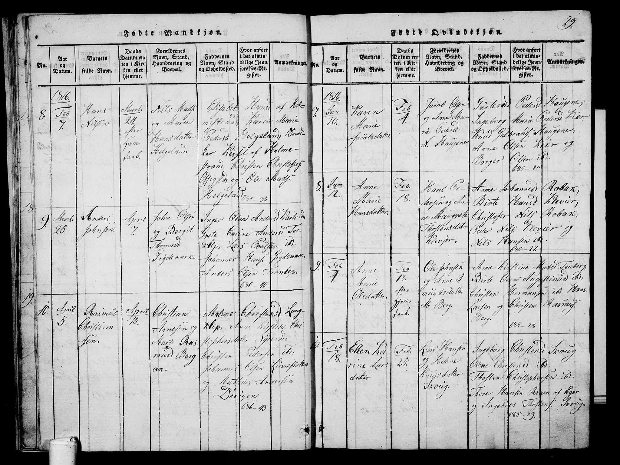 Våle kirkebøker, AV/SAKO-A-334/G/Ga/L0001: Parish register (copy) no. I 1, 1814-1824, p. 28-29