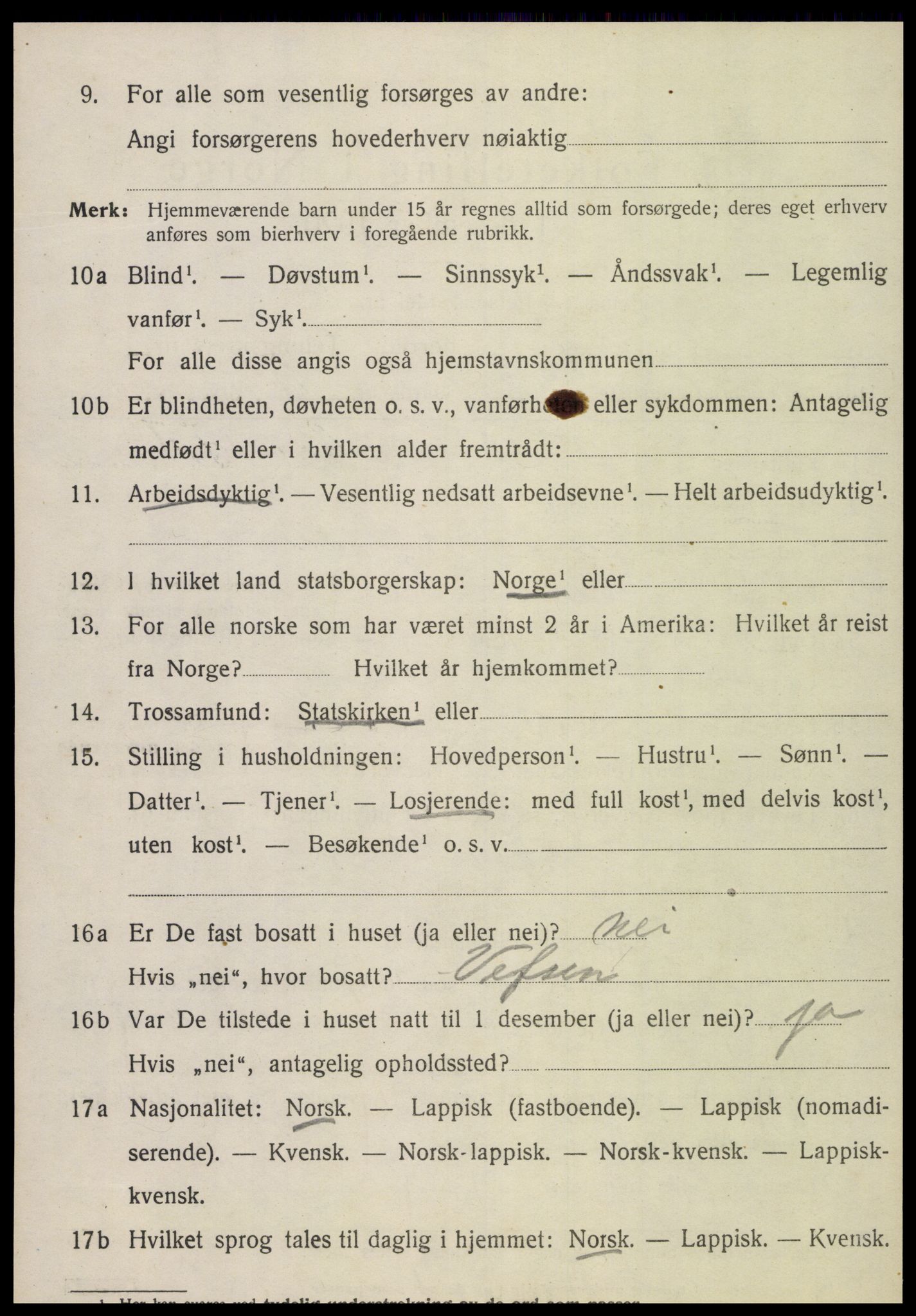 SAT, 1920 census for Klinga, 1920, p. 2096