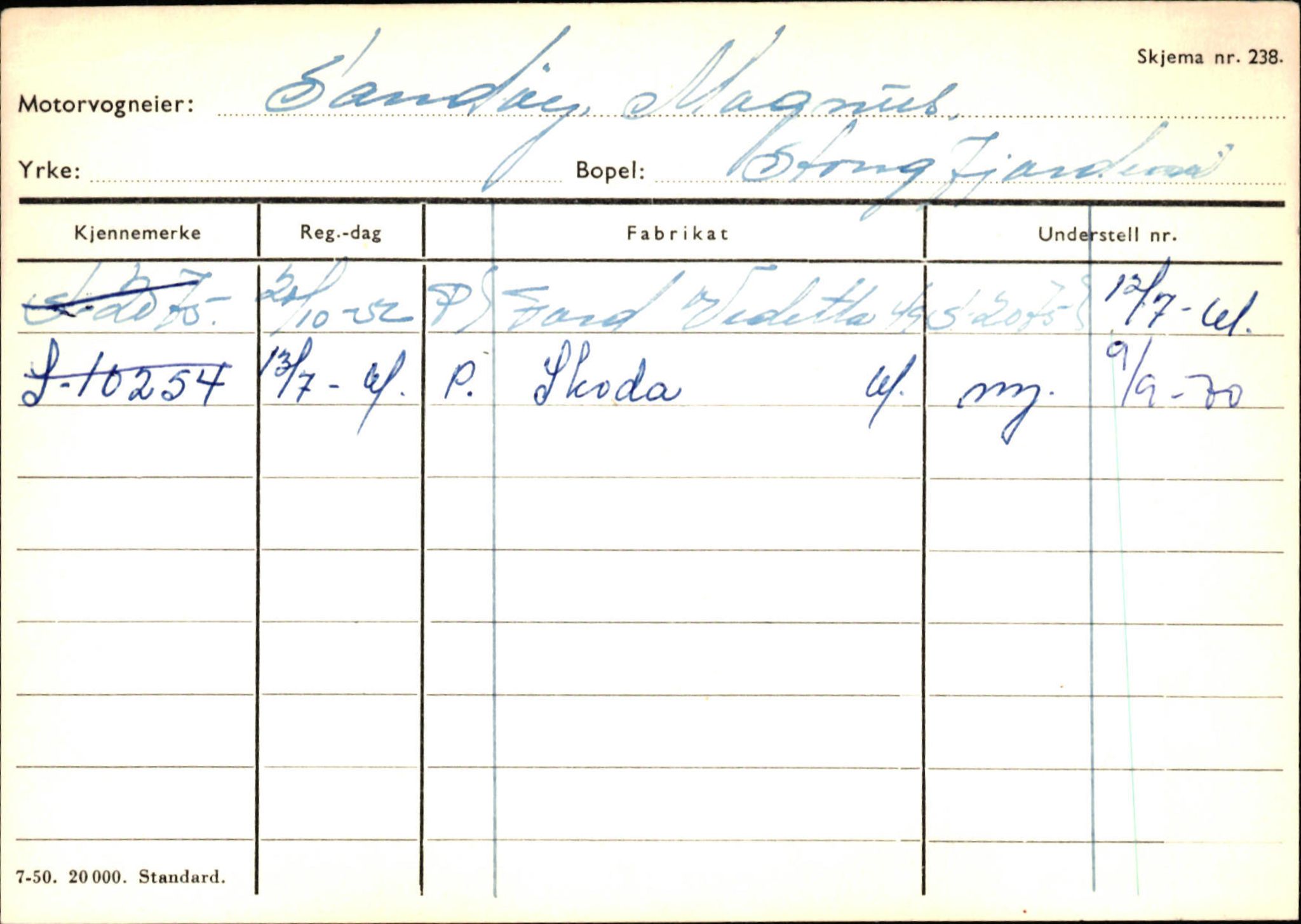 Statens vegvesen, Sogn og Fjordane vegkontor, AV/SAB-A-5301/4/F/L0132: Eigarregister Askvoll A-Å. Balestrand A-Å, 1945-1975, p. 1069