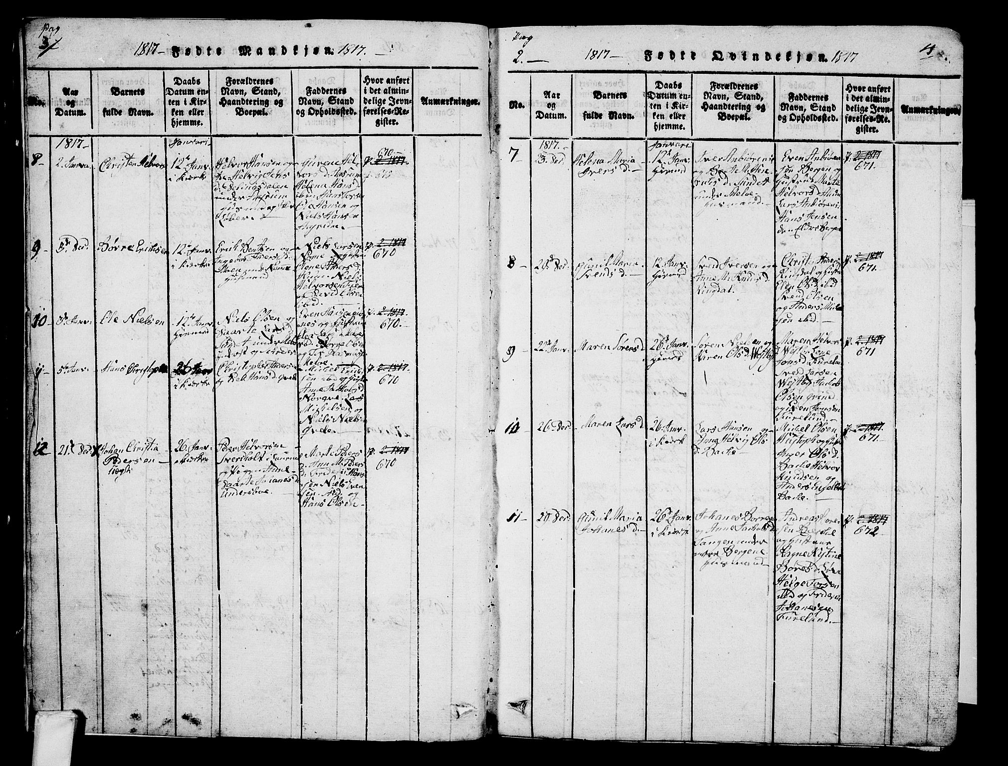 Hedrum kirkebøker, SAKO/A-344/G/Ga/L0003: Parish register (copy) no. I 3, 1817-1835, p. 3-4