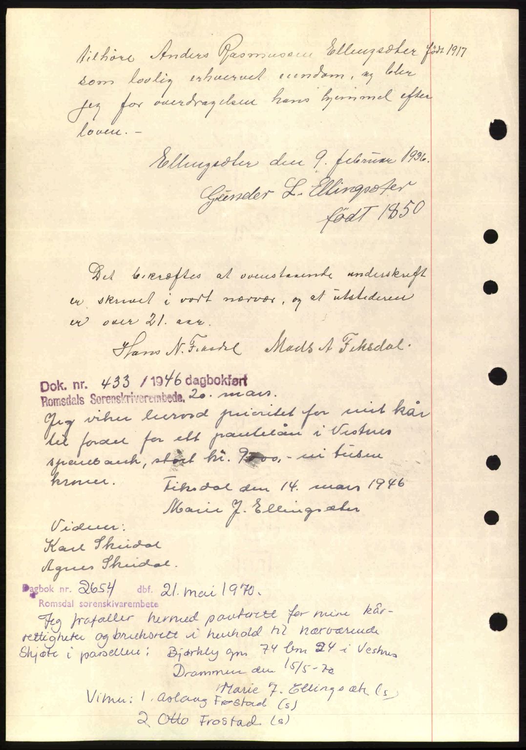 Romsdal sorenskriveri, AV/SAT-A-4149/1/2/2C: Mortgage book no. A1, 1936-1936, Diary no: : 542/1936