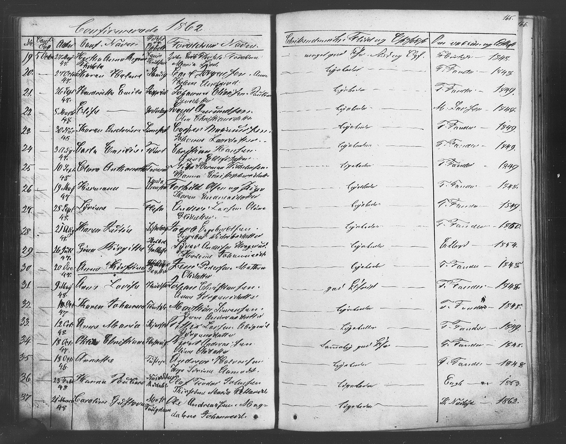 Vestby prestekontor Kirkebøker, SAO/A-10893/F/Fa/L0007: Parish register (official) no. I 7, 1850-1862, p. 165