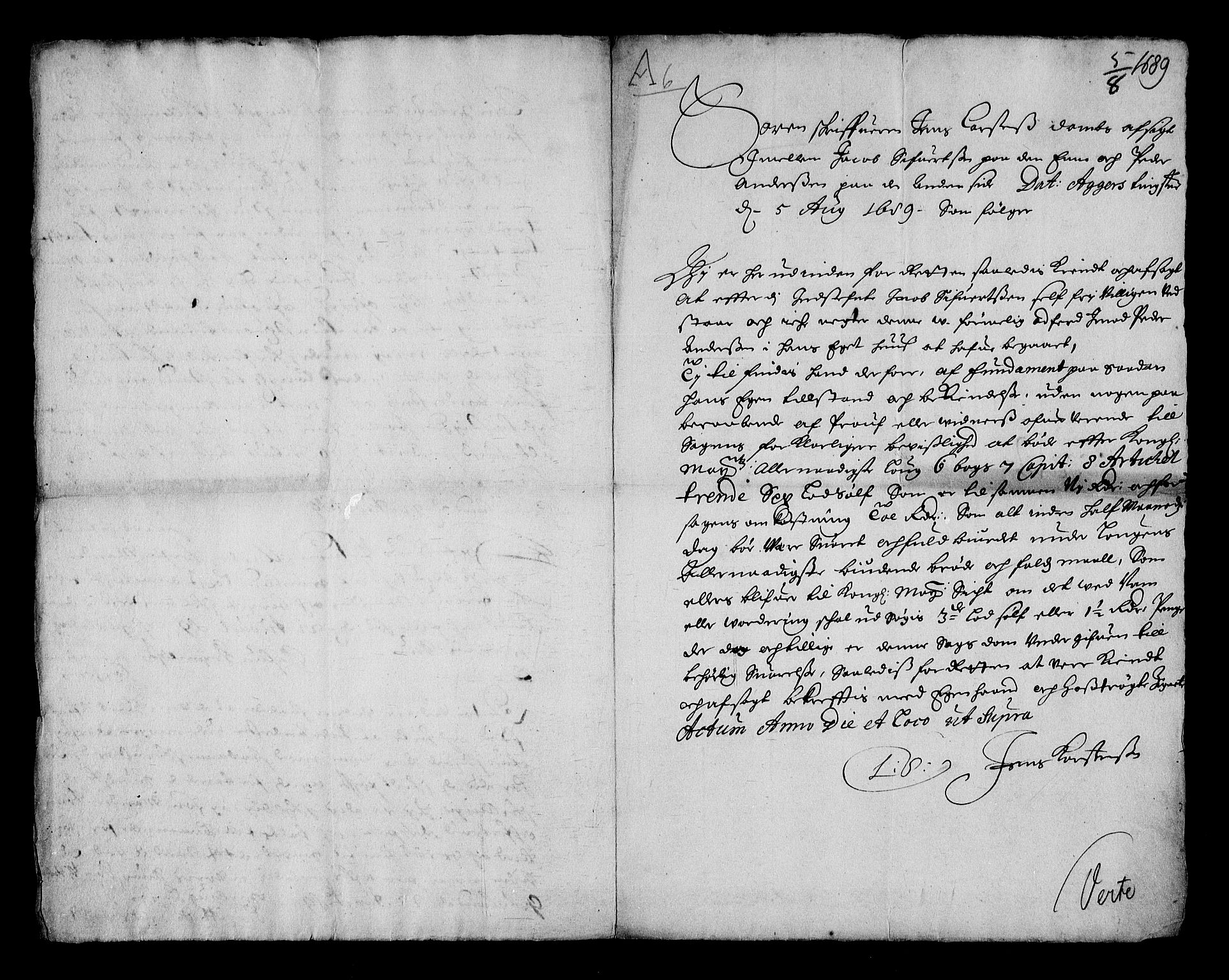 Stattholderembetet 1572-1771, RA/EA-2870/Af/L0003: Avskrifter av vedlegg til originale supplikker, nummerert i samsvar med supplikkbøkene, 1689-1691, p. 8