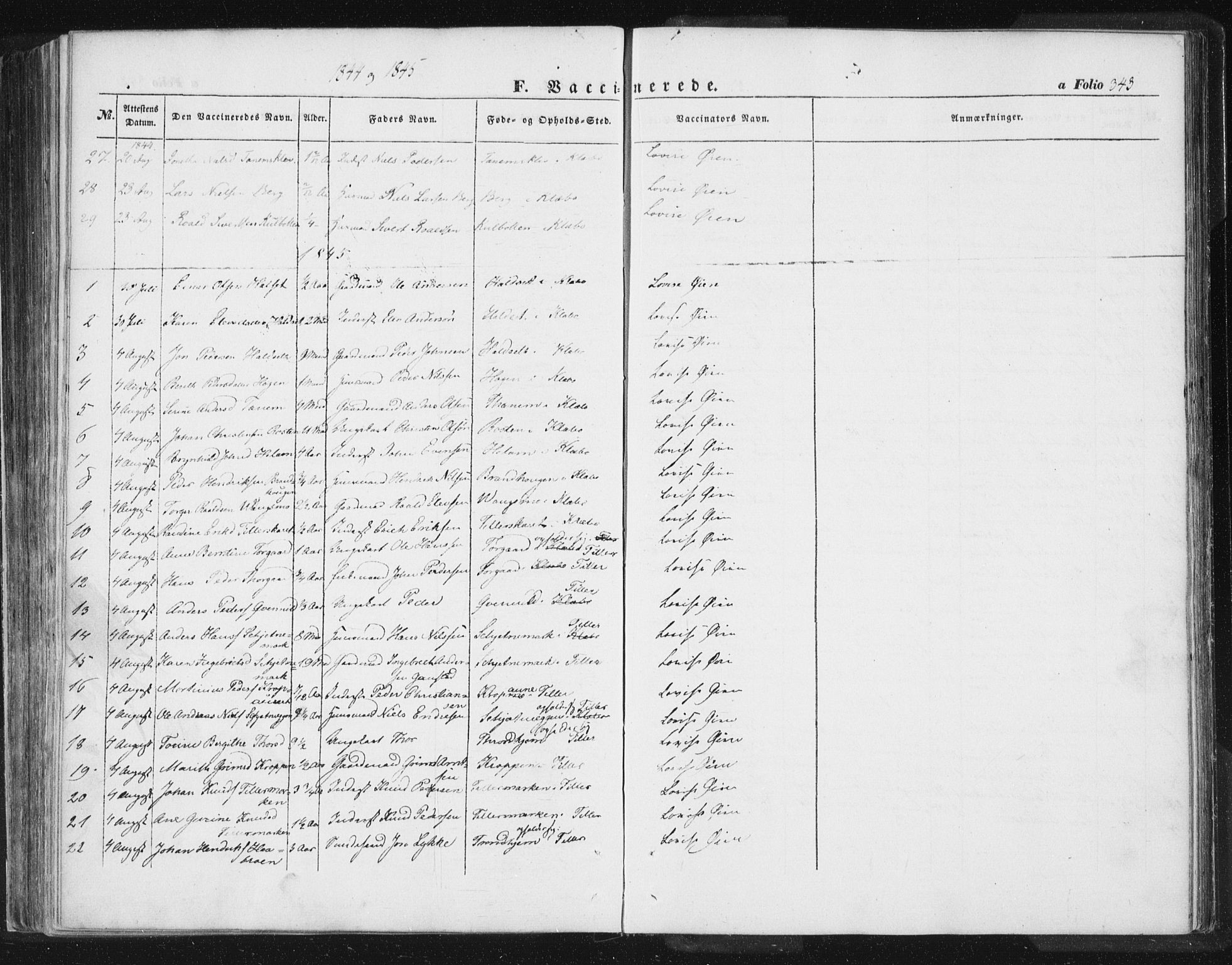 Ministerialprotokoller, klokkerbøker og fødselsregistre - Sør-Trøndelag, SAT/A-1456/618/L0441: Parish register (official) no. 618A05, 1843-1862, p. 343