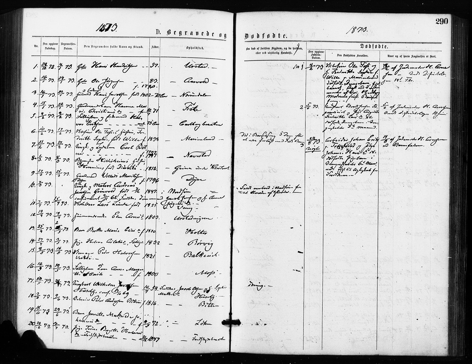 Rygge prestekontor Kirkebøker, SAO/A-10084b/F/Fa/L0006: Parish register (official) no. 6, 1872-1877, p. 290