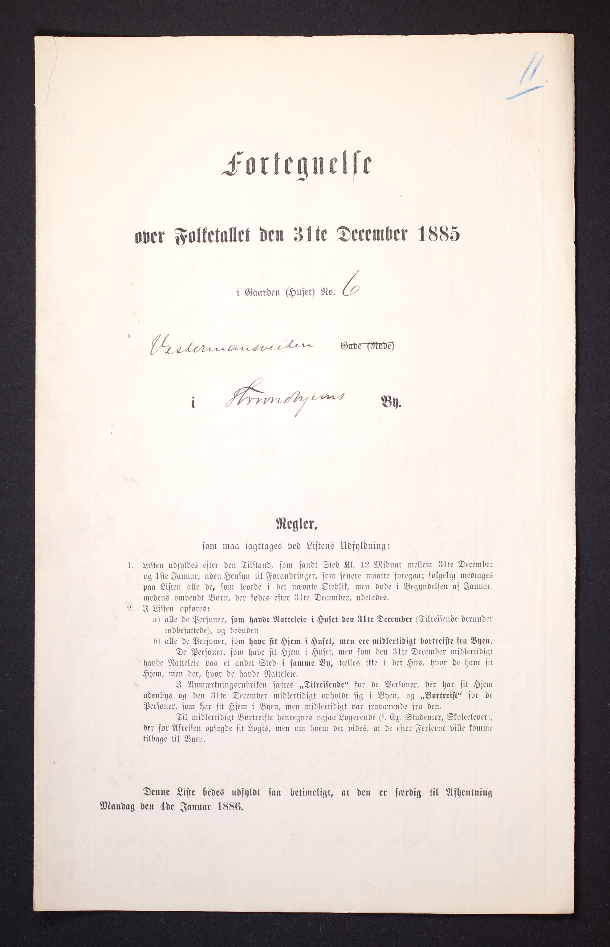 SAT, 1885 census for 1601 Trondheim, 1885, p. 1679