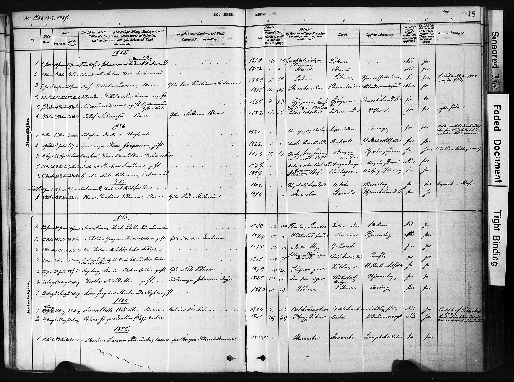 Botne kirkebøker, SAKO/A-340/F/Fb/L0001: Parish register (official) no. II 1, 1878-1902, p. 78