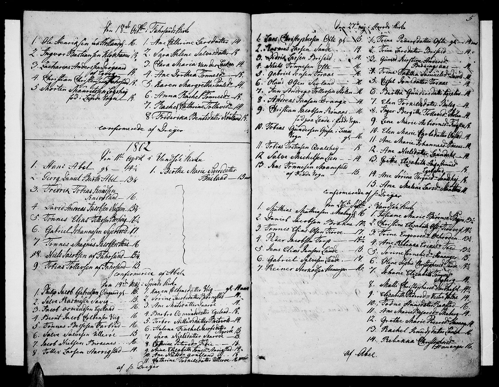 Lista sokneprestkontor, AV/SAK-1111-0027/F/Fa/L0006: Parish register (official) no. A 6, 1800-1815, p. 5