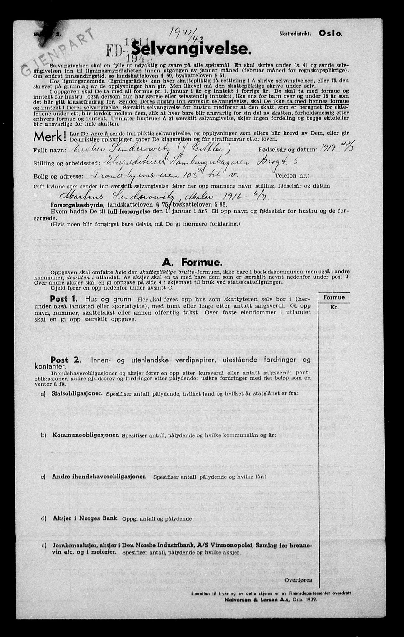 Justisdepartementet, Tilbakeføringskontoret for inndratte formuer, RA/S-1564/H/Hc/Hcc/L0981: --, 1945-1947, p. 425