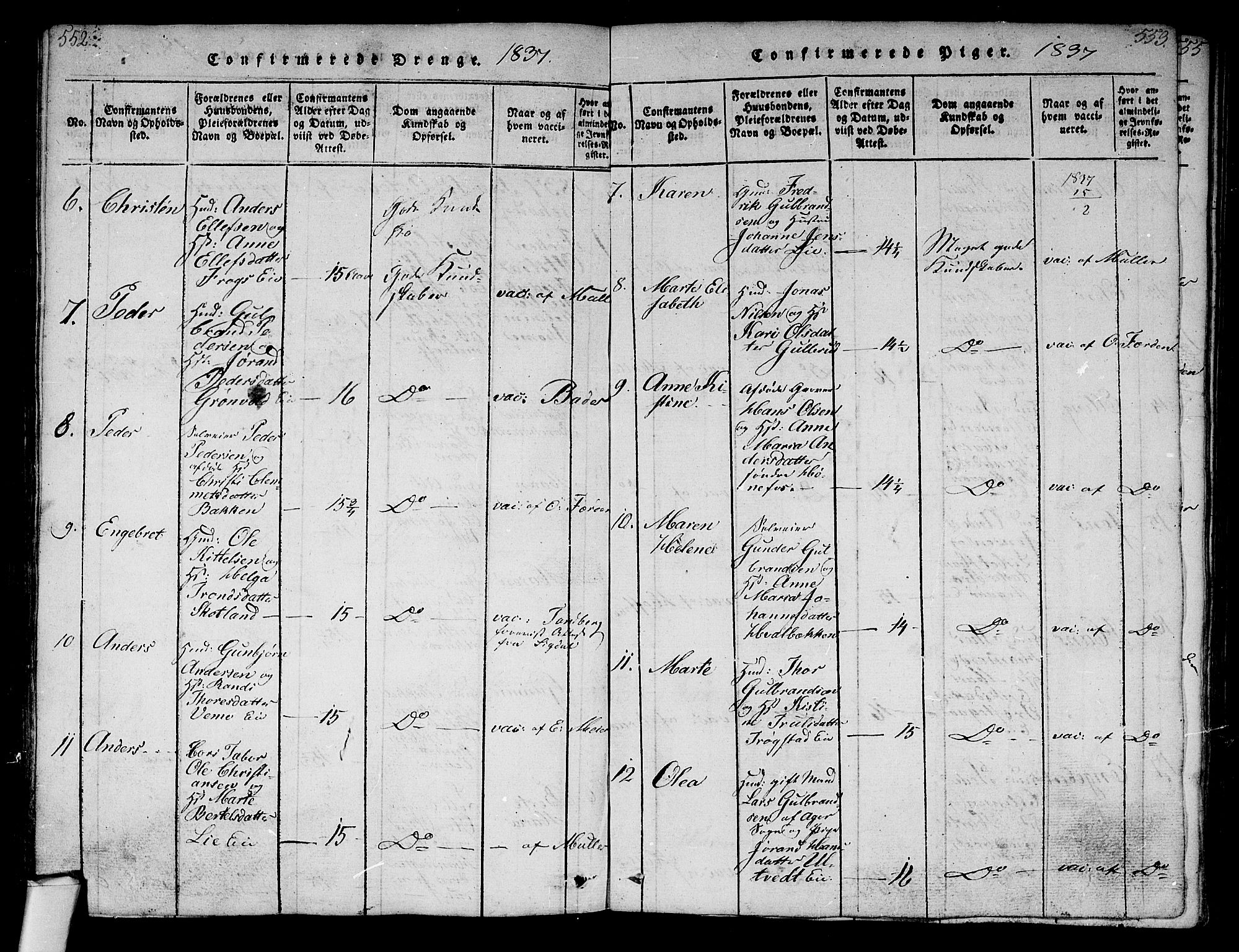 Norderhov kirkebøker, AV/SAKO-A-237/G/Ga/L0003: Parish register (copy) no. I 3 /1, 1814-1876, p. 552-553
