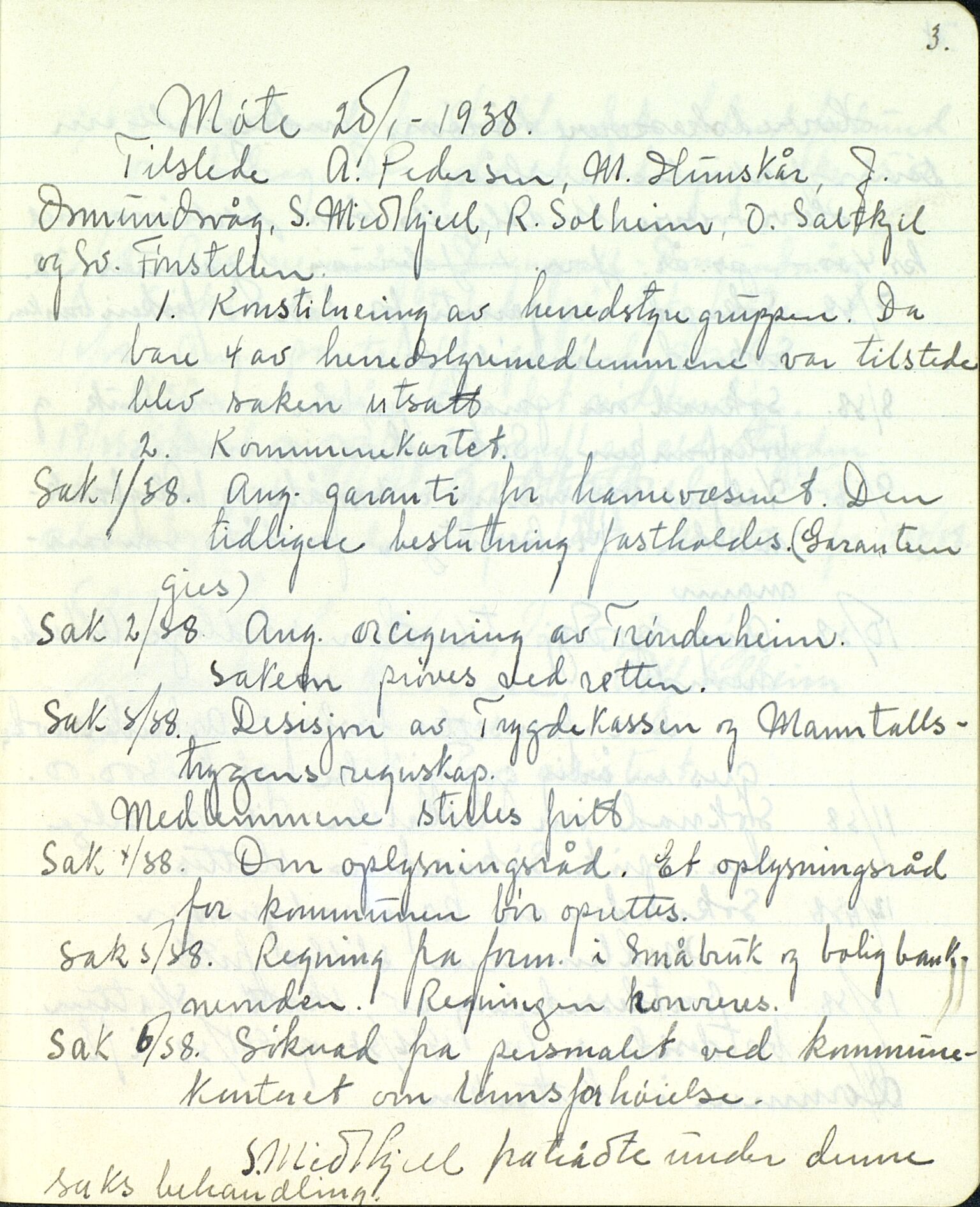 Sør-Vågsøy Heradsparti av DNA, VLFK/SFF-88144/100/L0002: Møtebok, 1938-1939