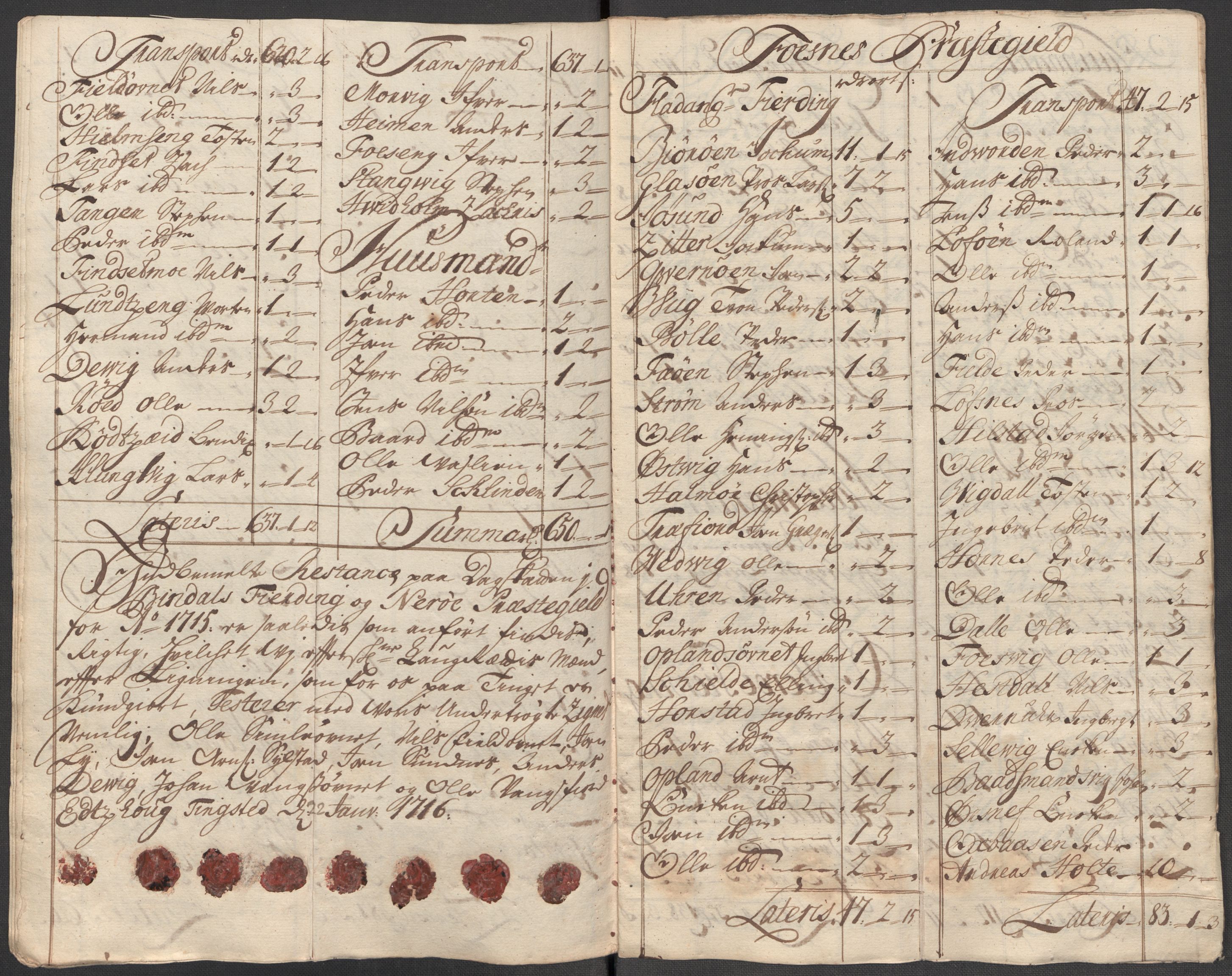 Rentekammeret inntil 1814, Reviderte regnskaper, Fogderegnskap, AV/RA-EA-4092/R64/L4436: Fogderegnskap Namdal, 1715, p. 249