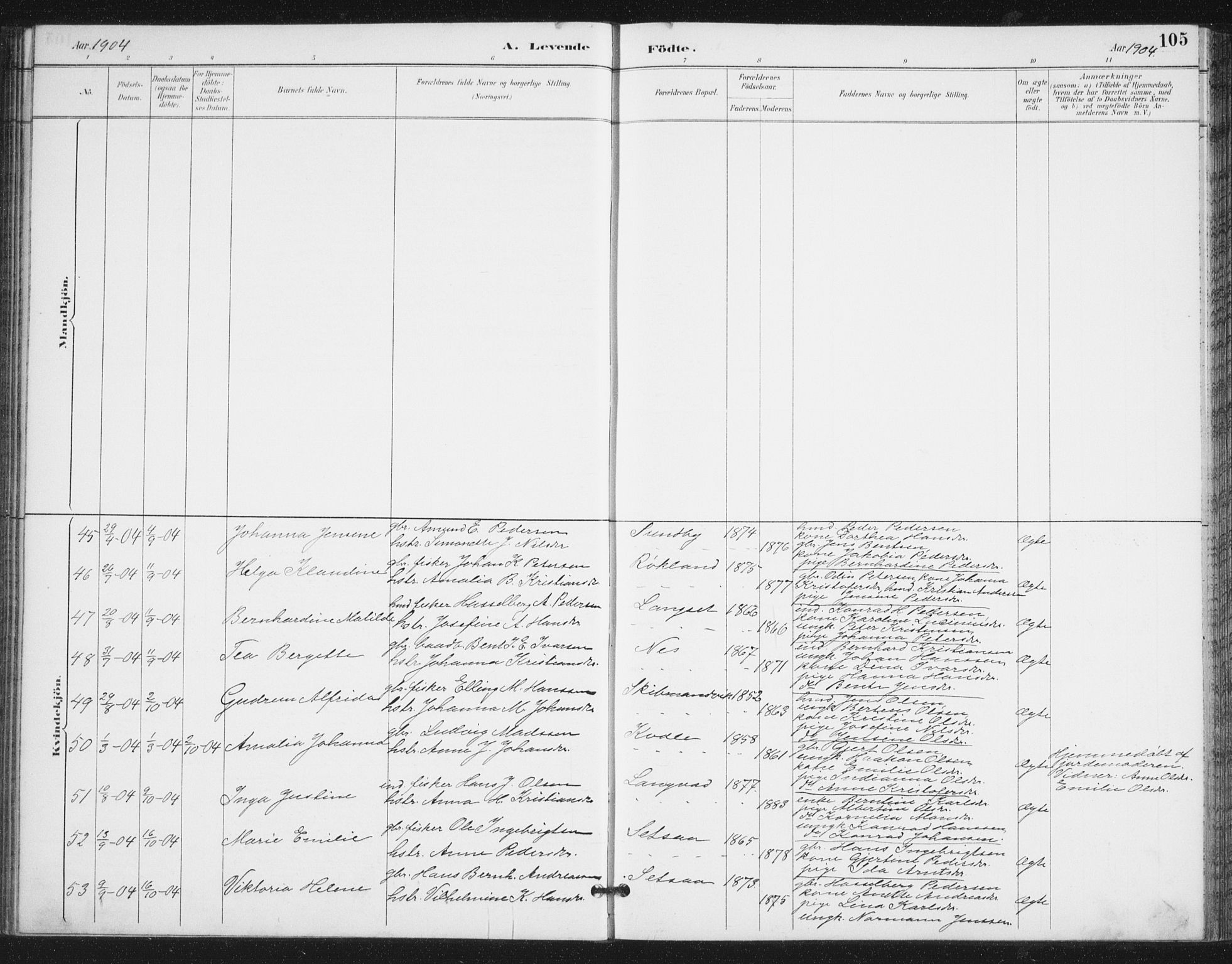 Ministerialprotokoller, klokkerbøker og fødselsregistre - Nordland, AV/SAT-A-1459/847/L0682: Parish register (copy) no. 847C10, 1889-1907, p. 105