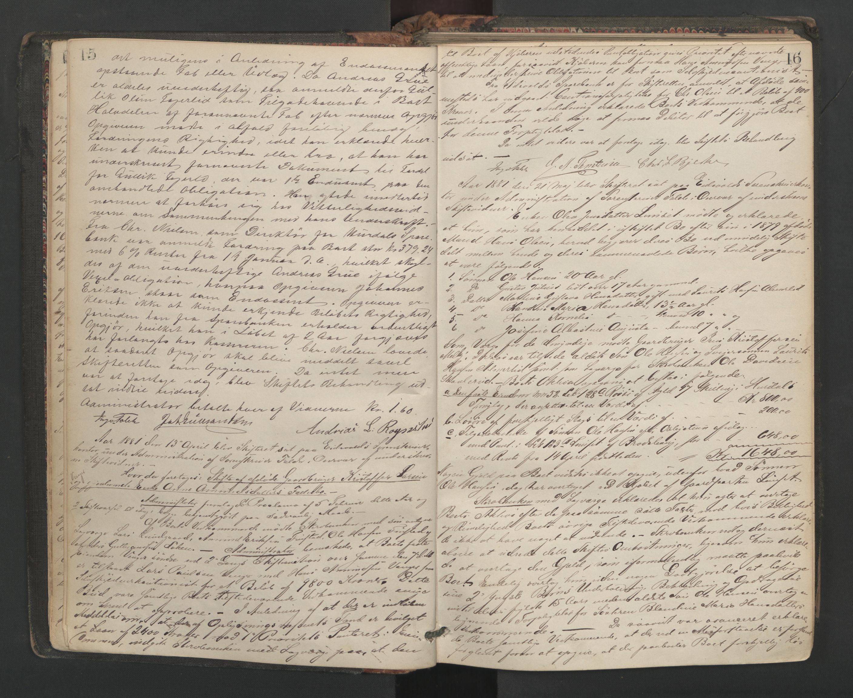 Eidsvoll tingrett, AV/SAO-A-10371/H/Hb/L0005: Skifteprotokoll, 1880-1903, p. 15-16