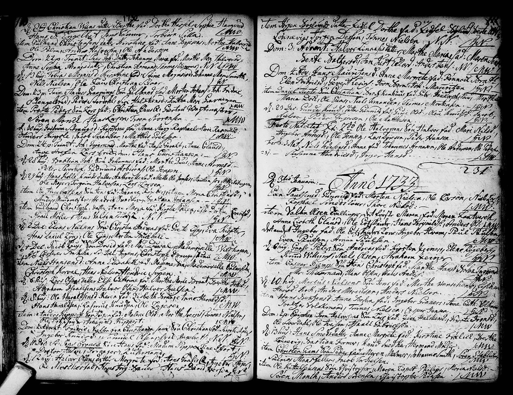 Kongsberg kirkebøker, AV/SAKO-A-22/F/Fa/L0002: Parish register (official) no. I 2, 1721-1743, p. 110-111