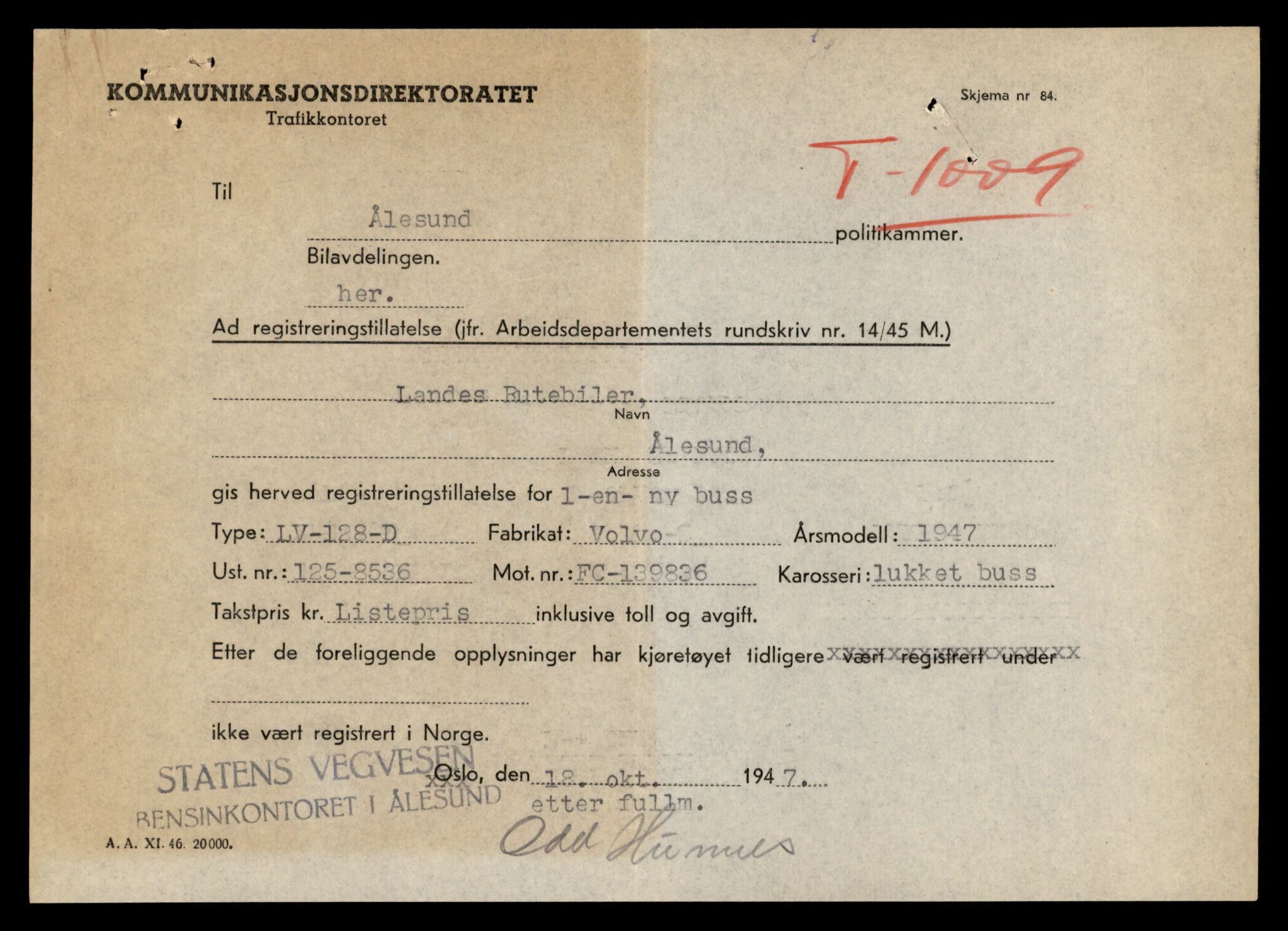 Møre og Romsdal vegkontor - Ålesund trafikkstasjon, AV/SAT-A-4099/F/Fe/L0042: Registreringskort for kjøretøy T 13906 - T 14079, 1927-1998, p. 1299